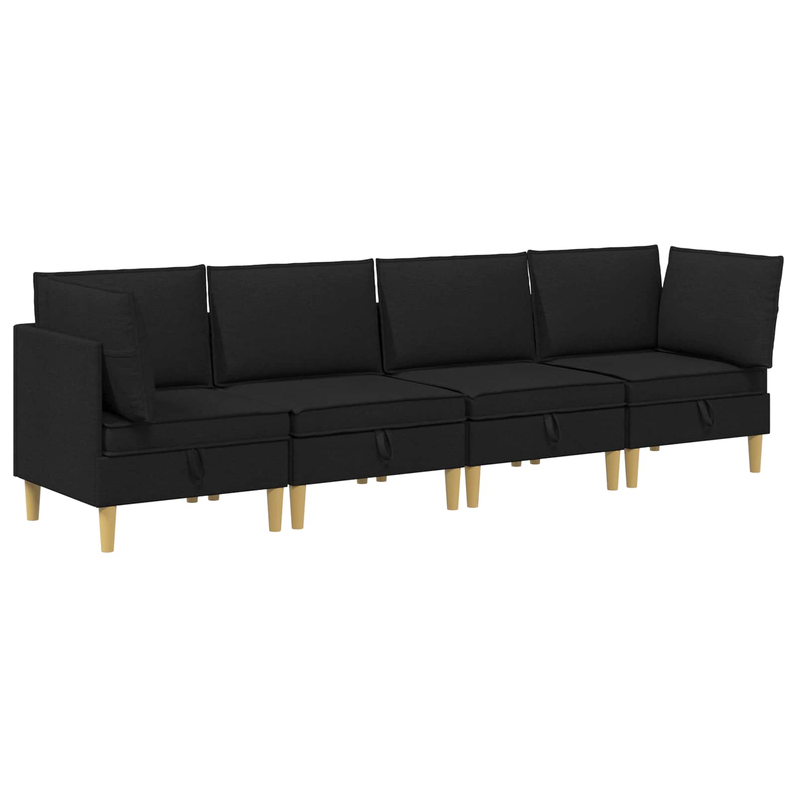 Modular Sofa Set mit Stauraum 4 pcs Schwarz Stoff