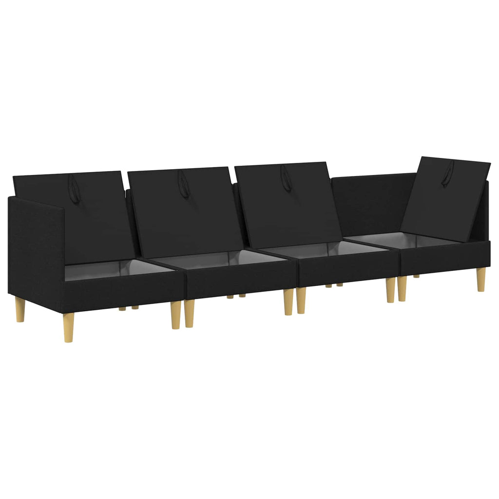 Modular Sofa Set mit Stauraum 4 pcs Schwarz Stoff
