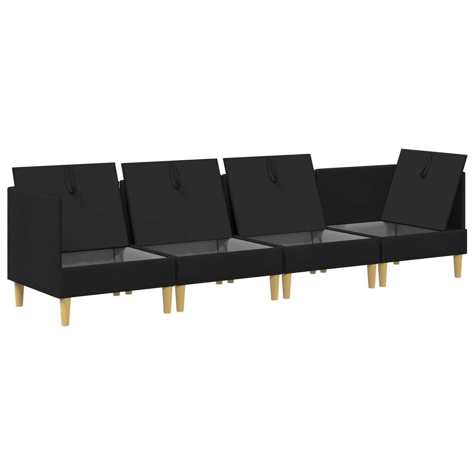 Modular Sofa Set mit Stauraum 4 pcs Schwarz Stoff