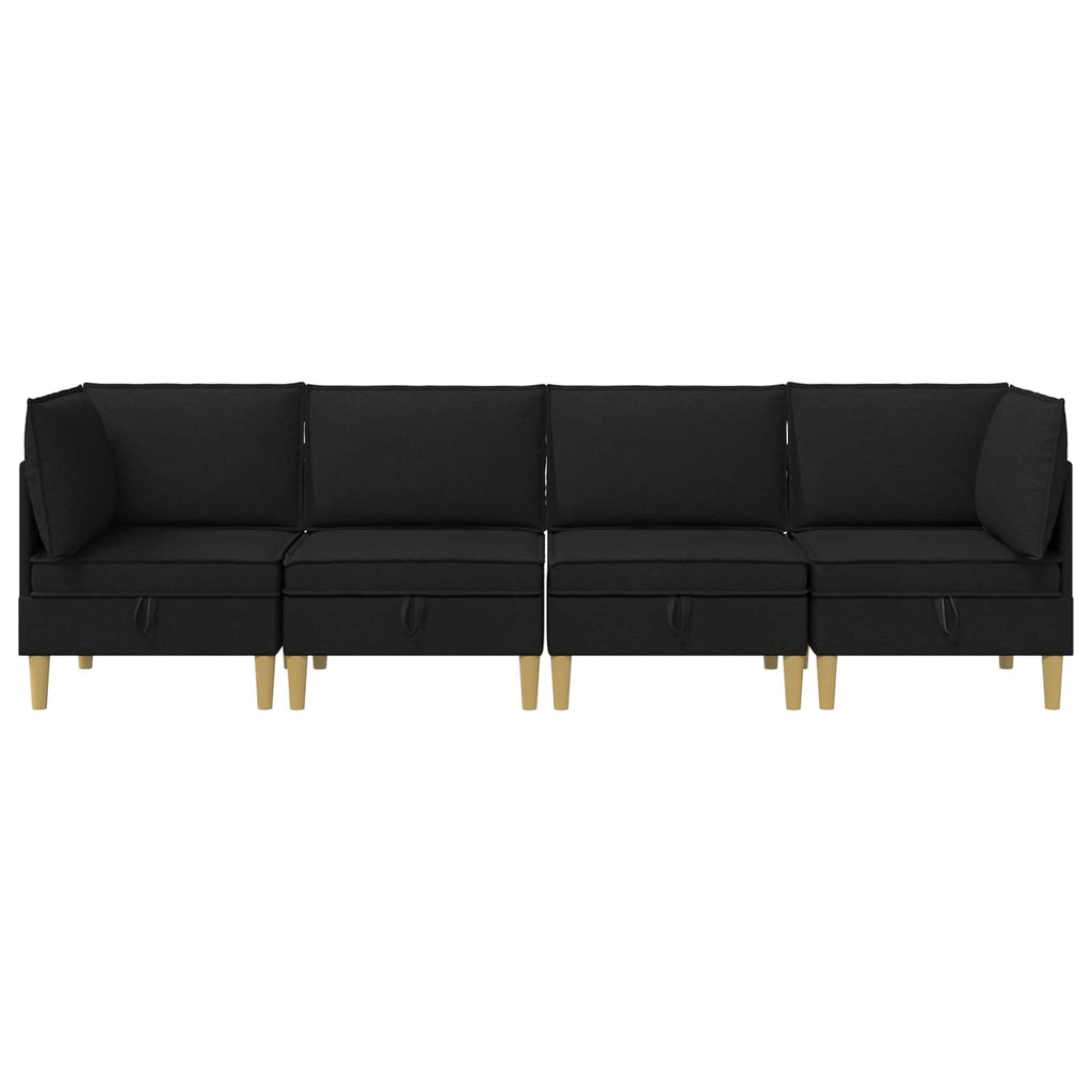 Modular Sofa Set mit Stauraum 4 pcs Schwarz Stoff