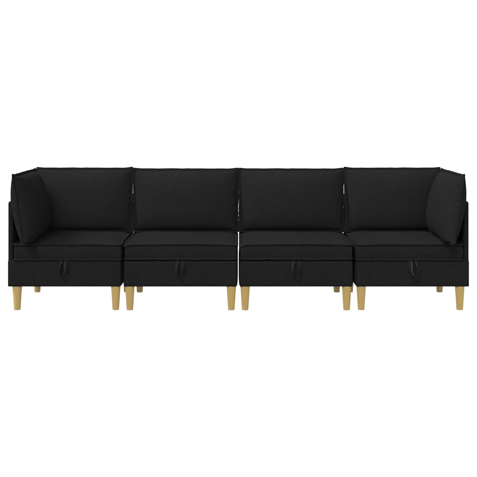 Modular Sofa Set mit Stauraum 4 pcs Schwarz Stoff
