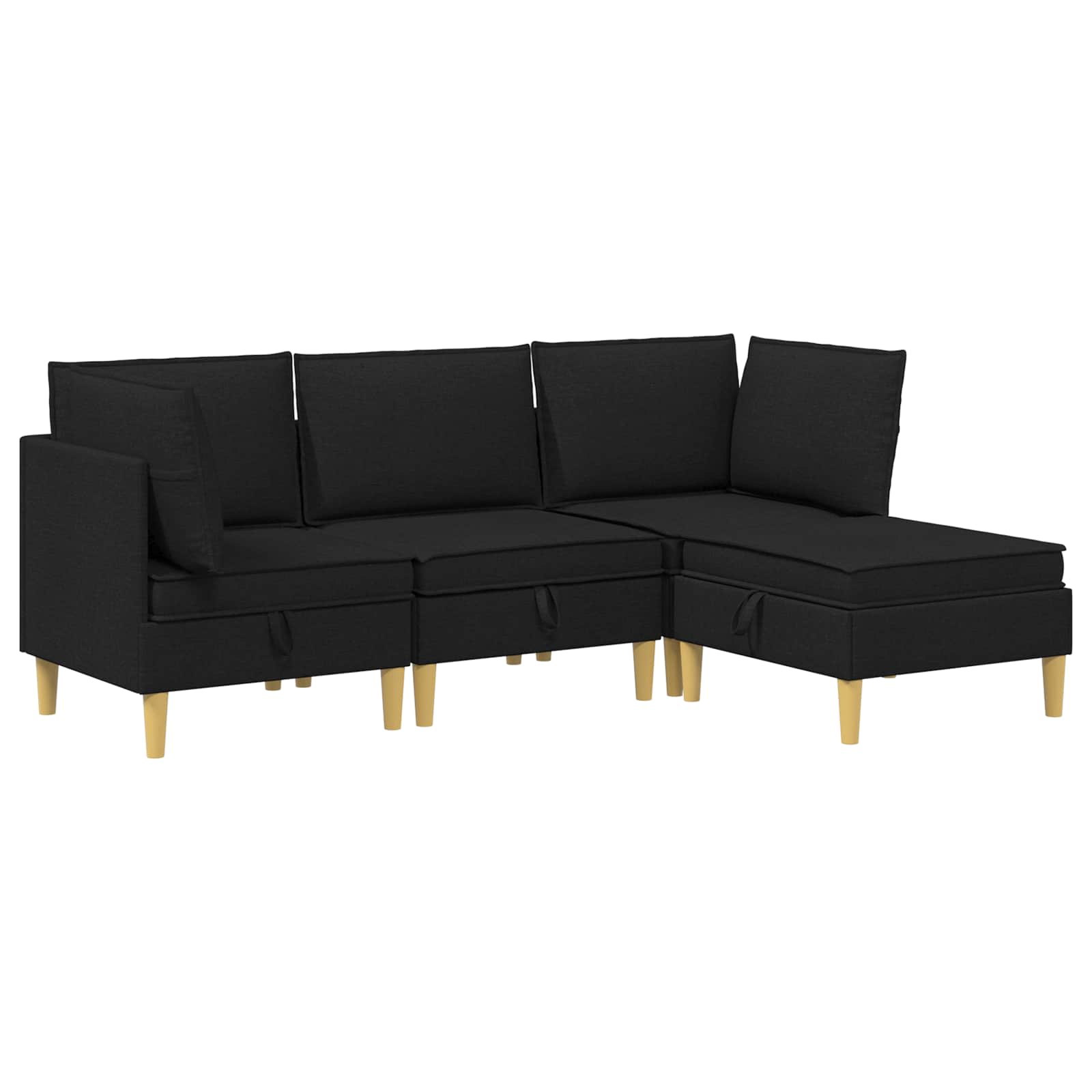 Modular Sofa Set mit Stauraum 4 pcs Schwarz Stoff