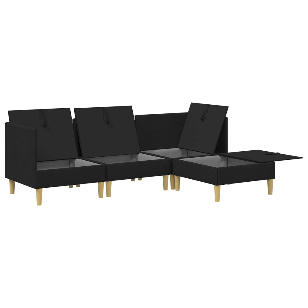 Modular Sofa Set mit Stauraum 4 pcs Schwarz Stoff