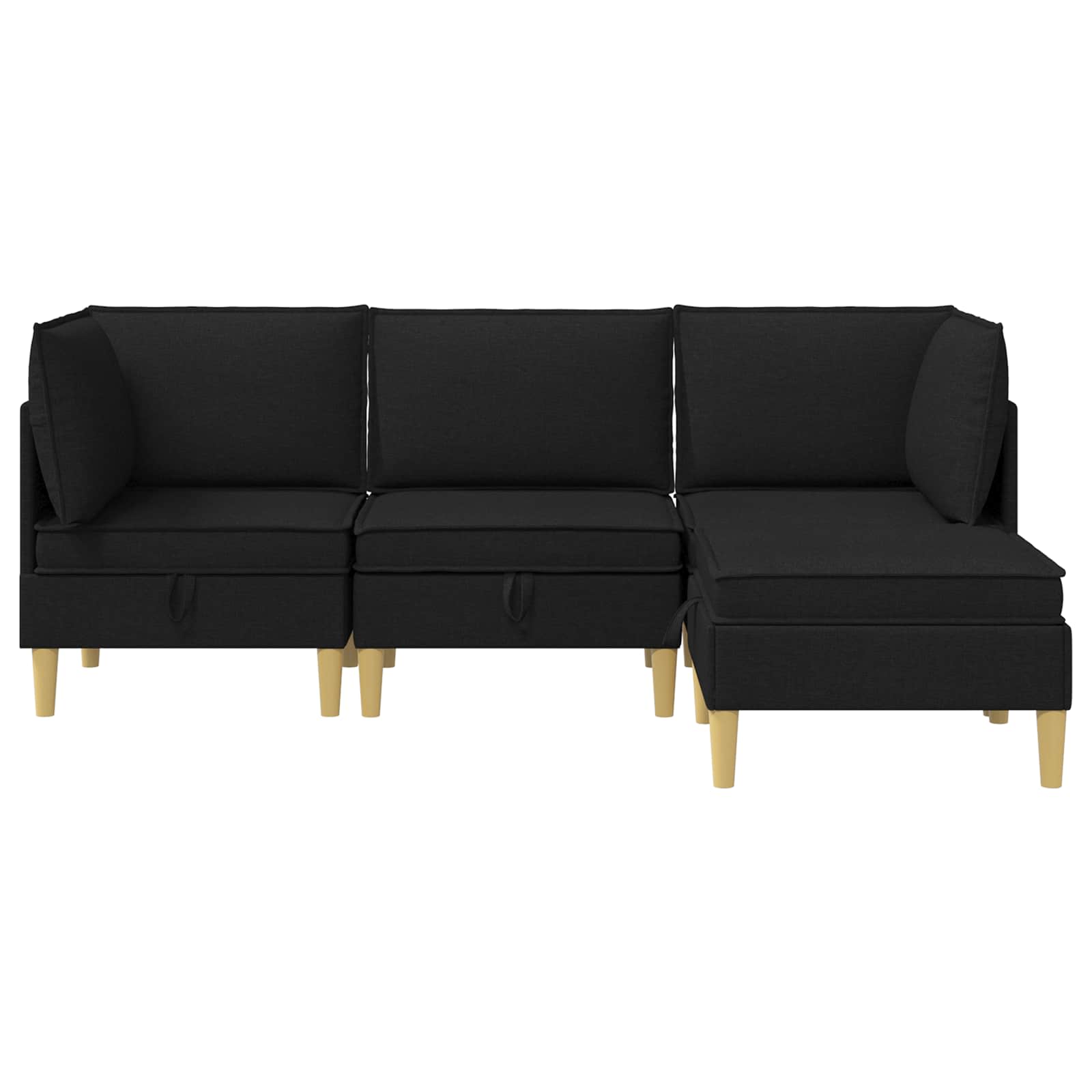 Modular Sofa Set mit Stauraum 4 pcs Schwarz Stoff