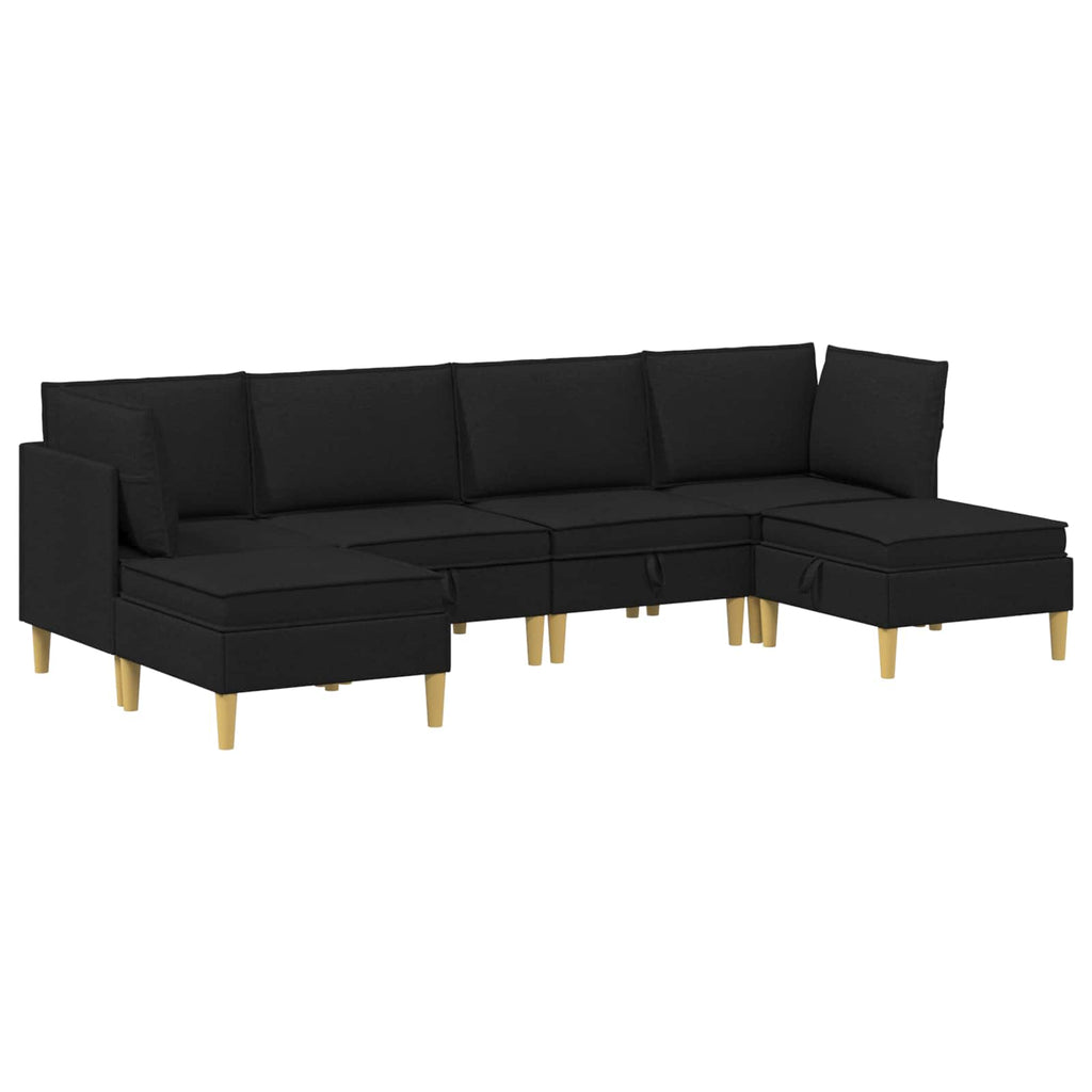Modular Sofa Set mit Stauraum 6 pcs Schwarz Stoff