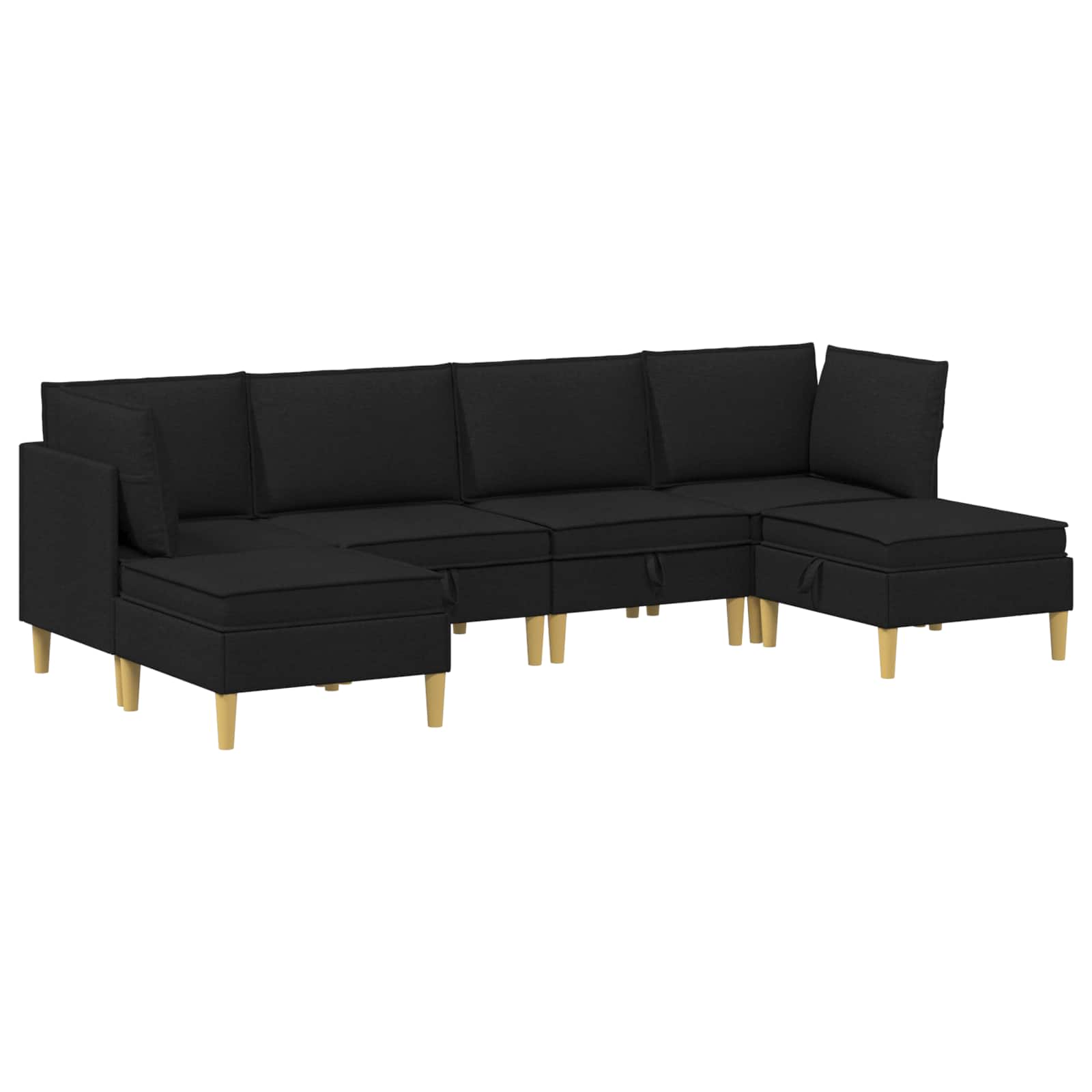 Modular Sofa Set mit Stauraum 6 pcs Schwarz Stoff