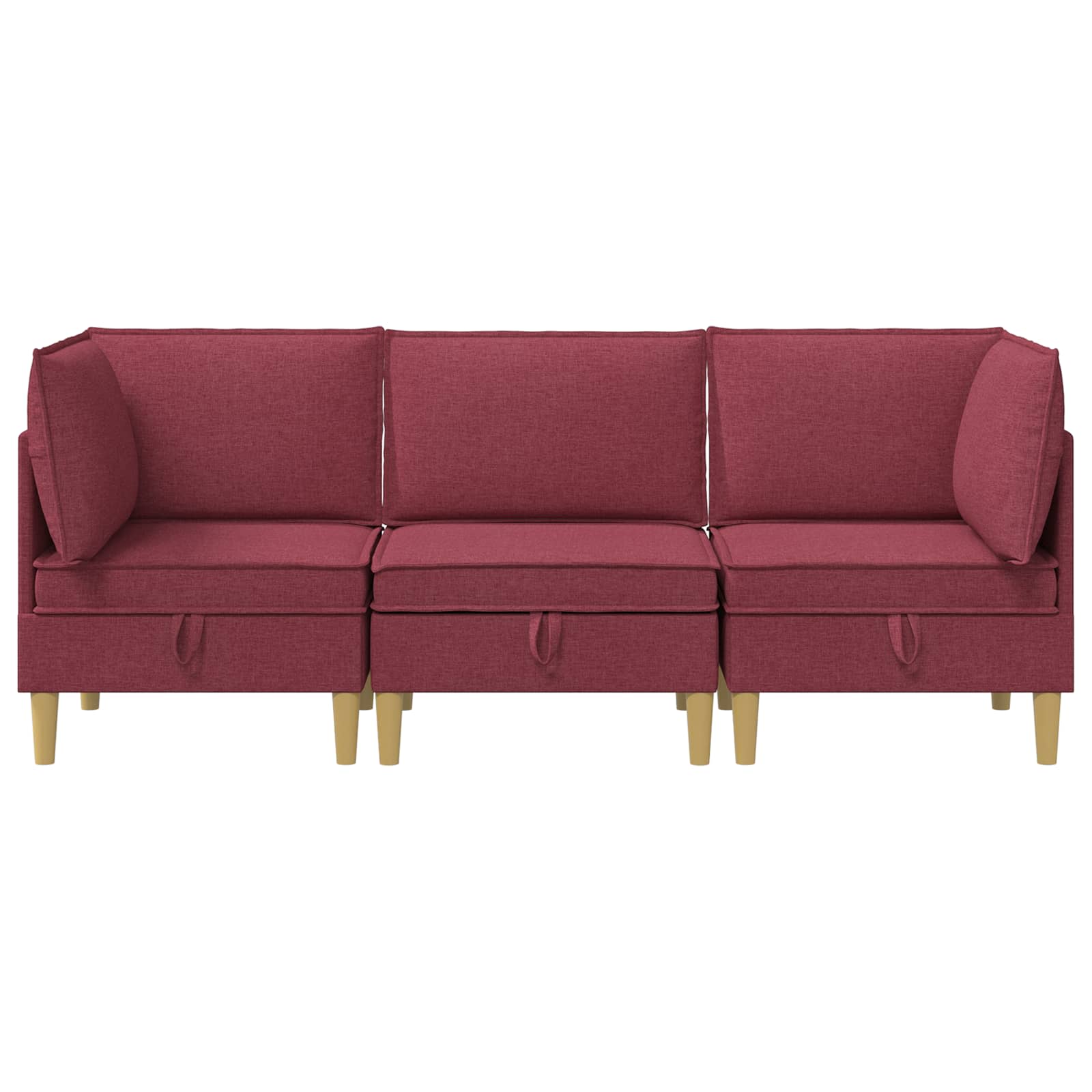 Modular Sofa Set mit Stauraum 3 pcs Weinrot Stoff