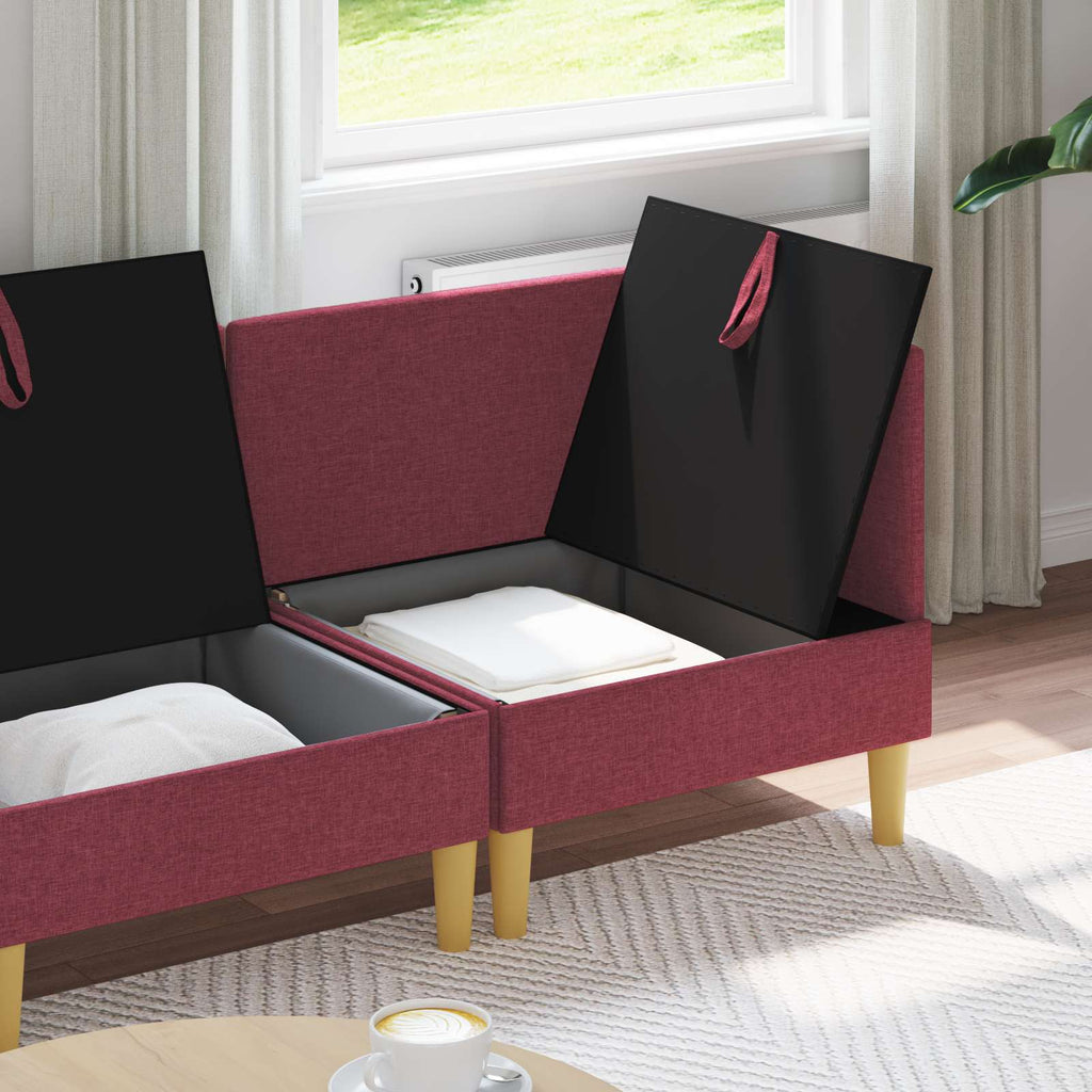 Modular Sofa Set mit Stauraum 4 pcs Weinrot Stoff