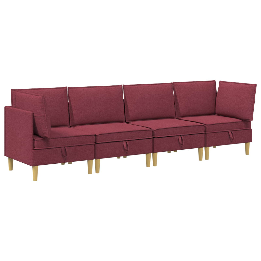Modular Sofa Set mit Stauraum 4 pcs Weinrot Stoff
