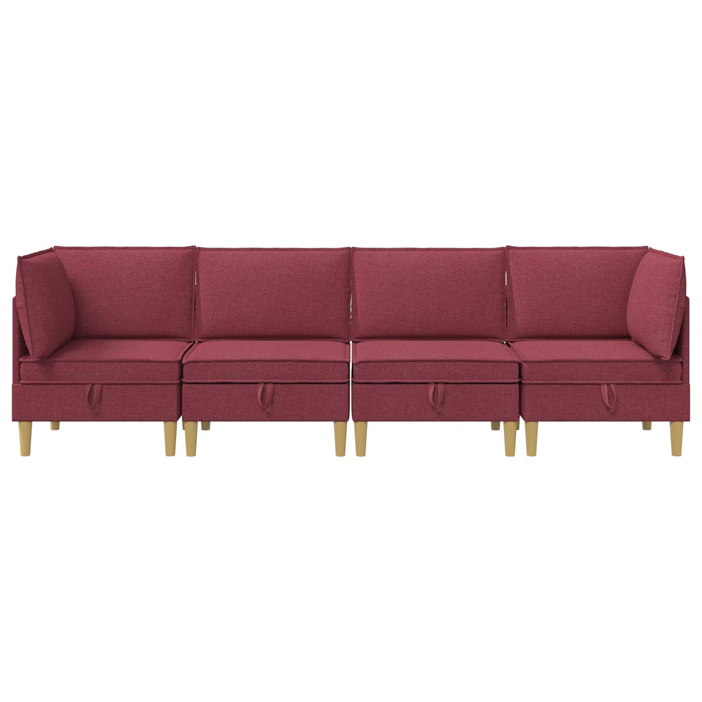 Modular Sofa Set mit Stauraum 4 pcs Weinrot Stoff
