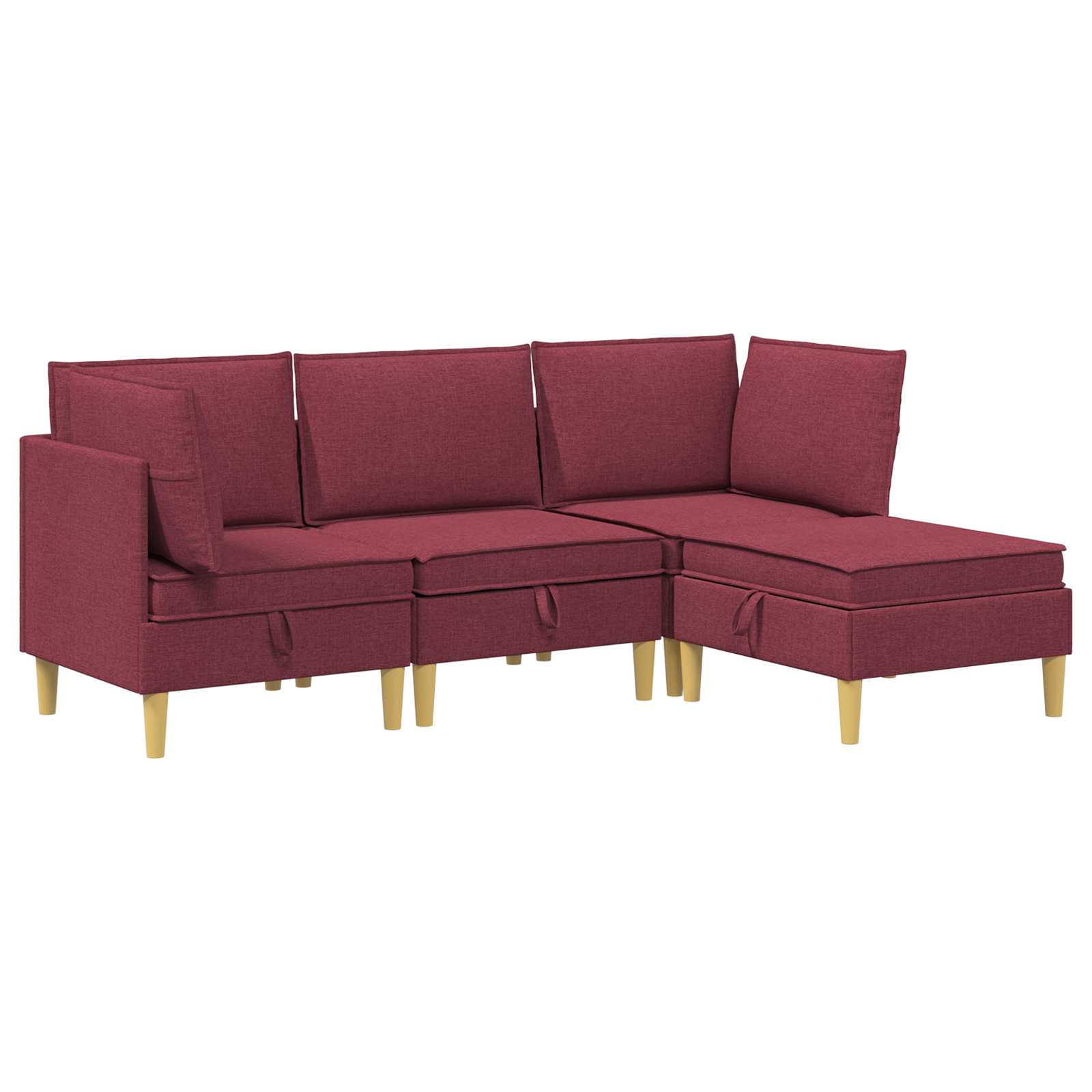 Modular Sofa Set mit Stauraum 4 pcs Weinrot Stoff