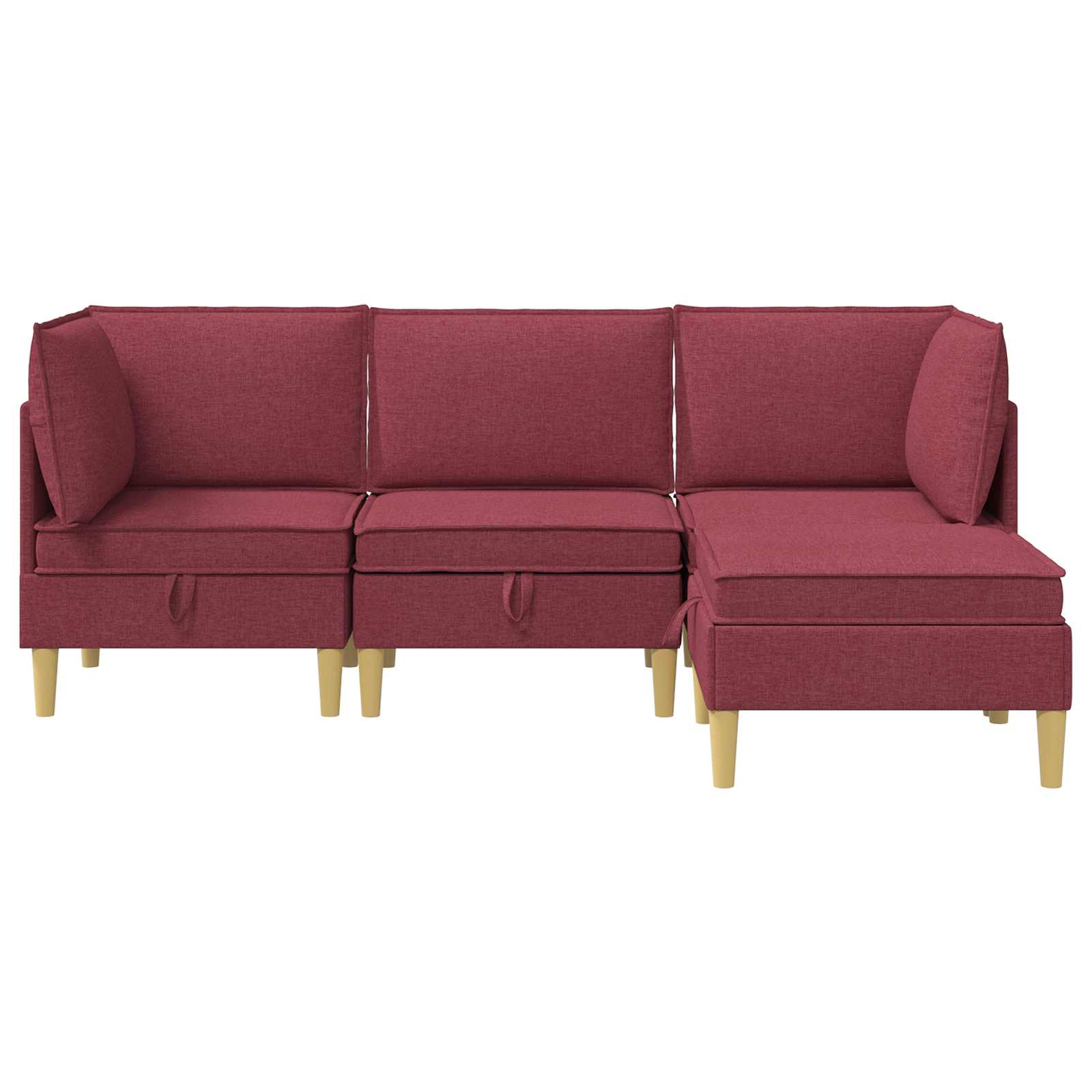 Modular Sofa Set mit Stauraum 4 pcs Weinrot Stoff