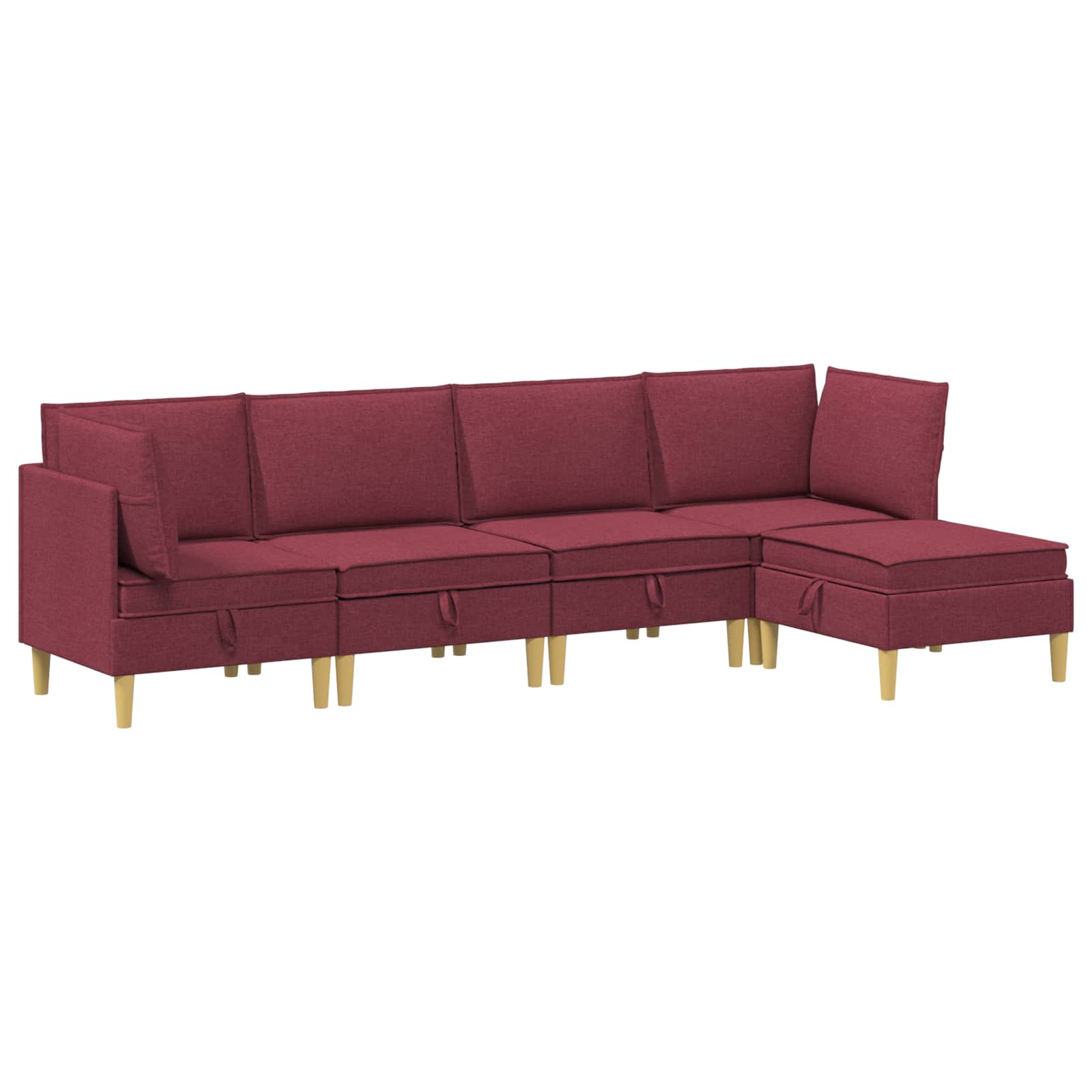 Modular Sofa Set mit Stauraum 5 pcs Weinrot Stoff