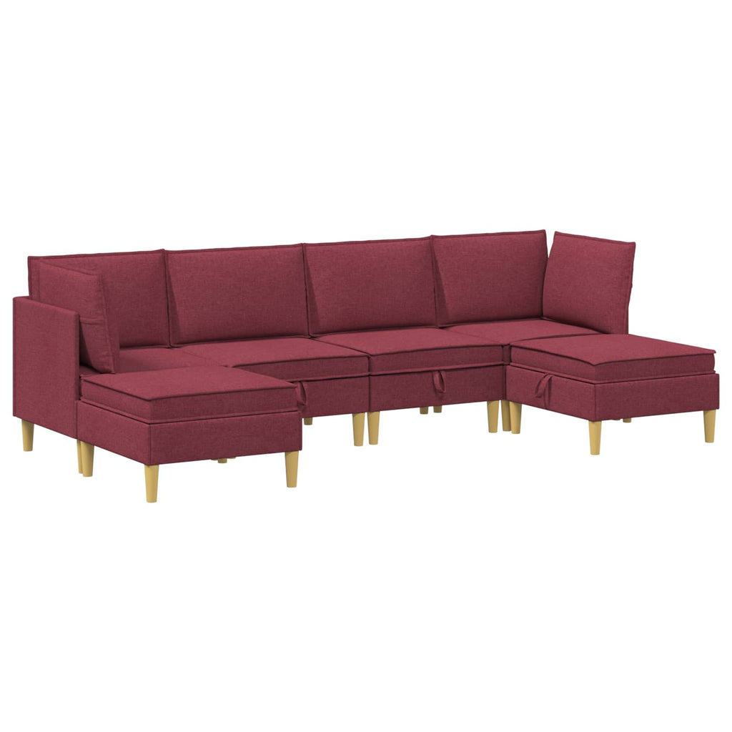 Modular Sofa Set mit Stauraum 6 pcs Weinrot Stoff