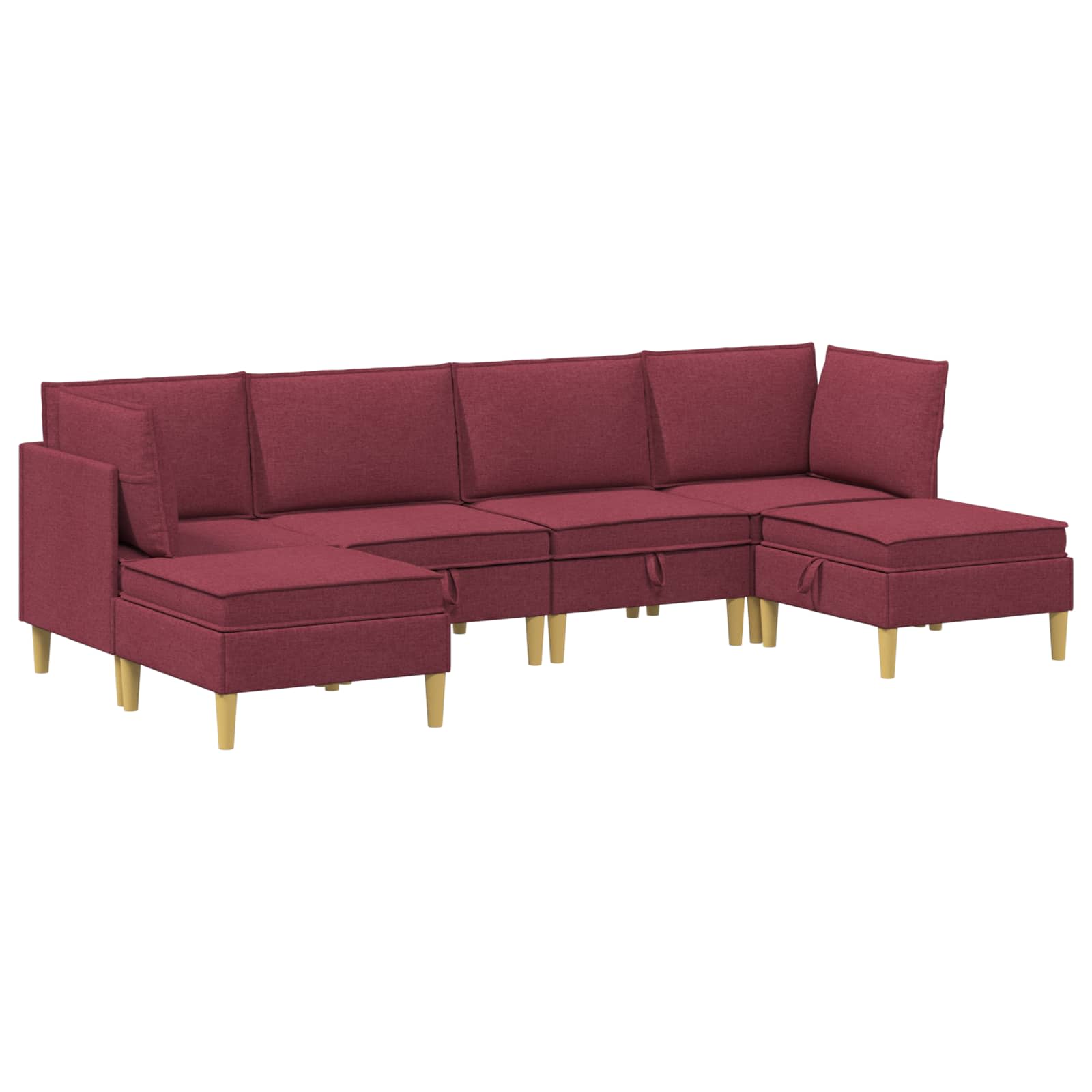 Modular Sofa Set mit Stauraum 6 pcs Weinrot Stoff