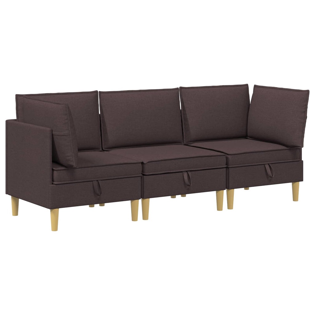 Modular Sofa Set mit Stauraum 3 pcs Dunkelbraun Stoff
