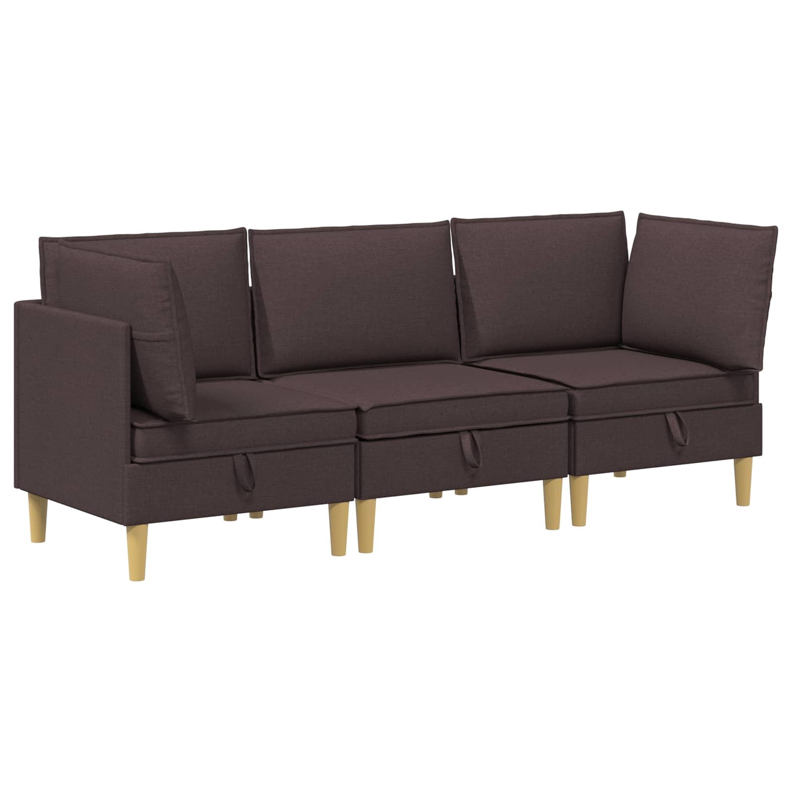 Modular Sofa Set mit Stauraum 3 pcs Dunkelbraun Stoff