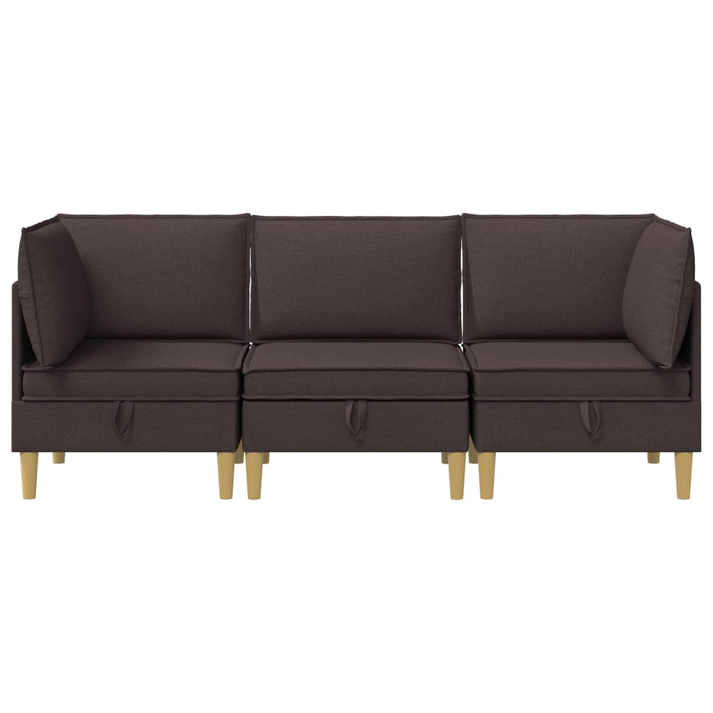 Modular Sofa Set mit Stauraum 3 pcs Dunkelbraun Stoff