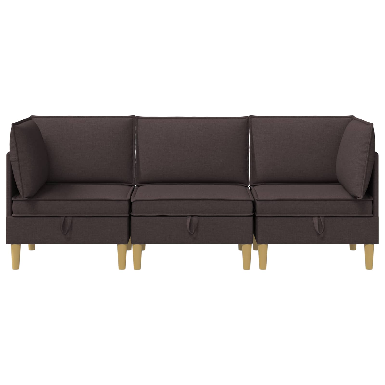 Modular Sofa Set mit Stauraum 3 pcs Dunkelbraun Stoff