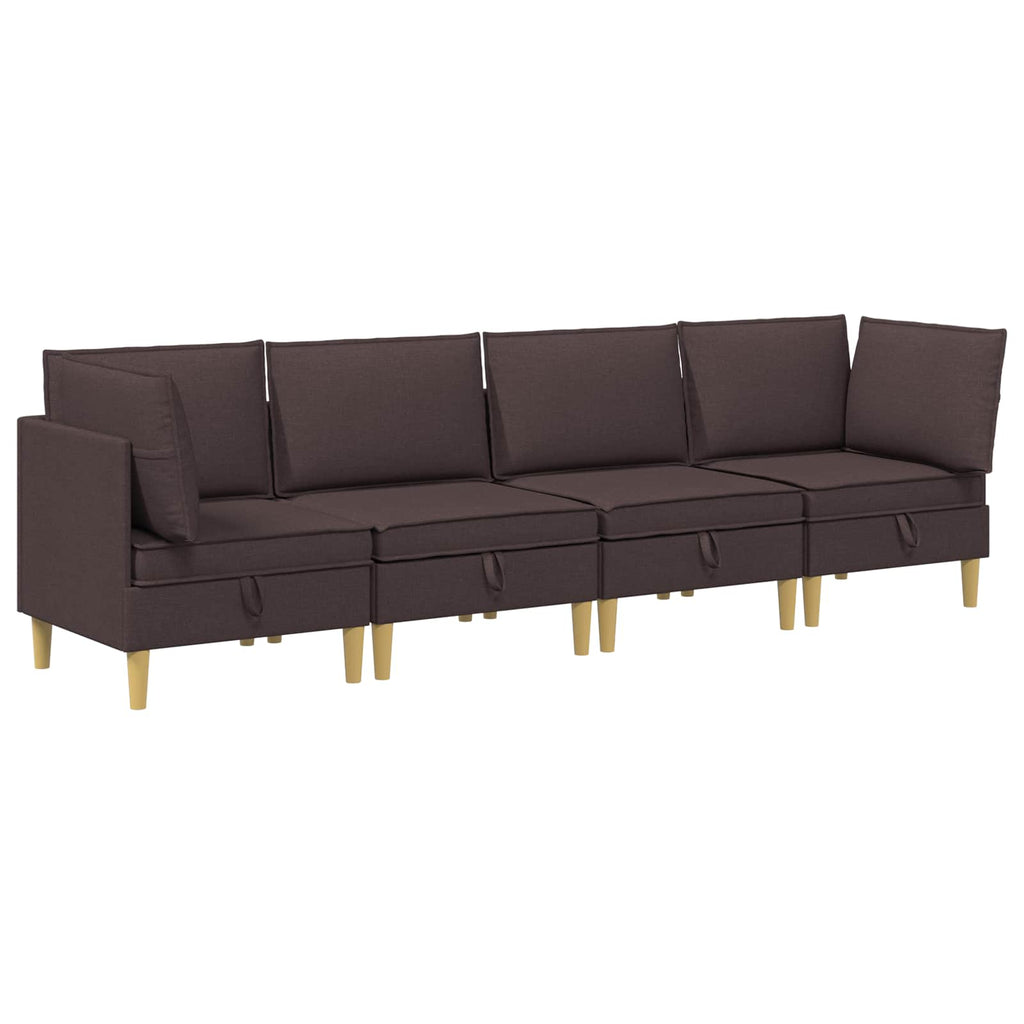 Modular Sofa Set mit Stauraum 4 pcs Dunkelbraun Stoff