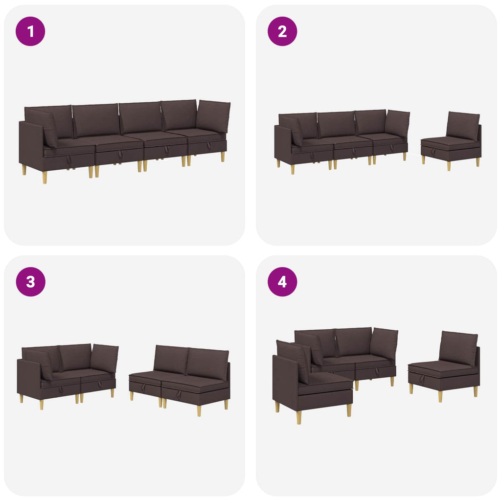 Modular Sofa Set mit Stauraum 4 pcs Dunkelbraun Stoff