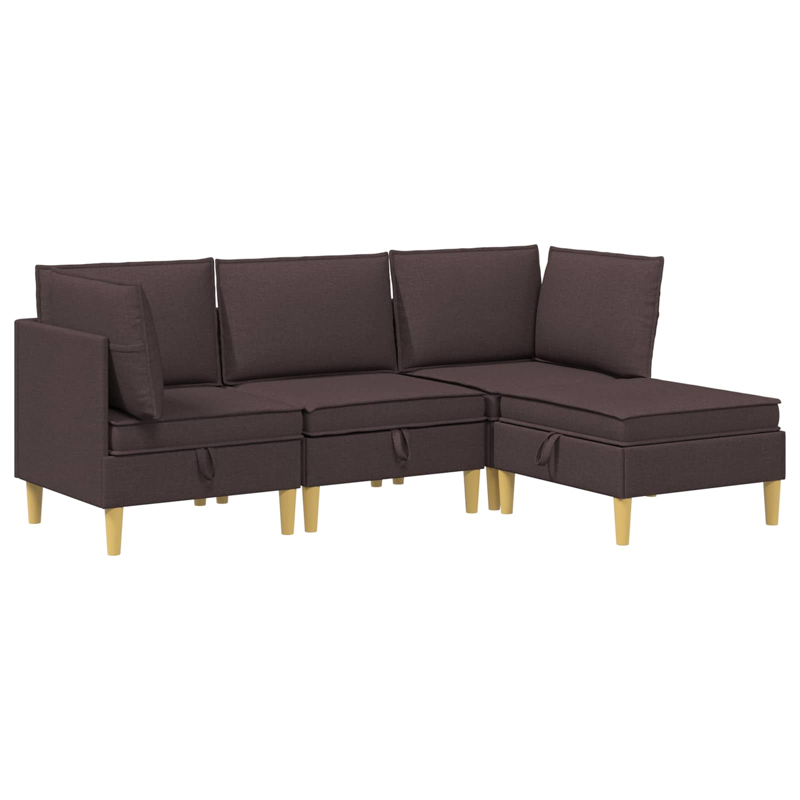 Modular Sofa Set mit Stauraum 4 pcs Dunkelbraun Stoff
