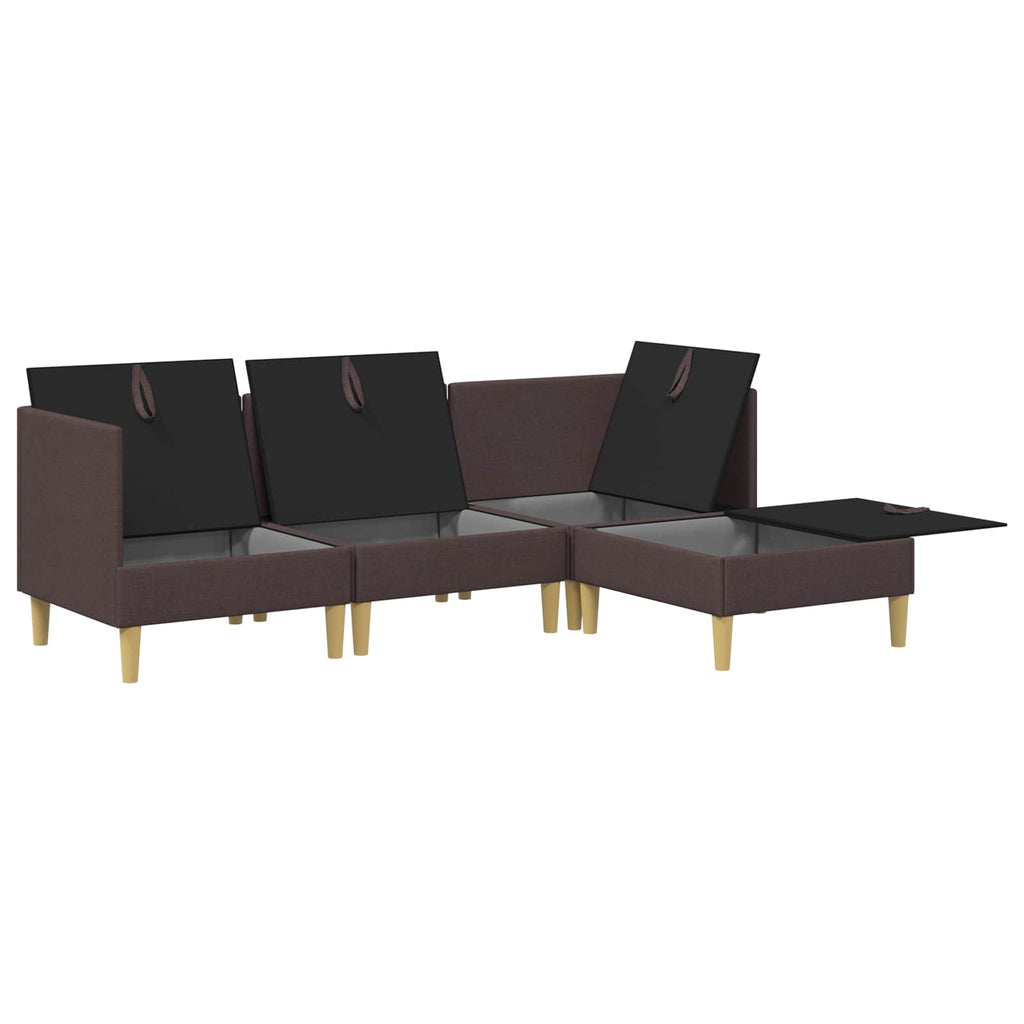Modular Sofa Set mit Stauraum 4 pcs Dunkelbraun Stoff