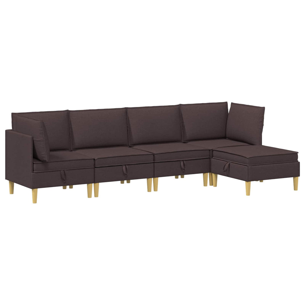 Modular Sofa Set mit Stauraum 5 pcs Dunkelbraun Stoff