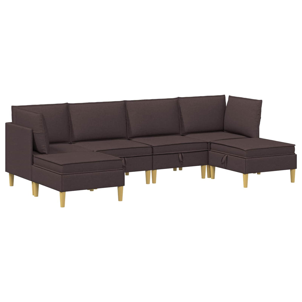 Modular Sofa Set mit Stauraum 6 pcs Dunkelbraun Stoff