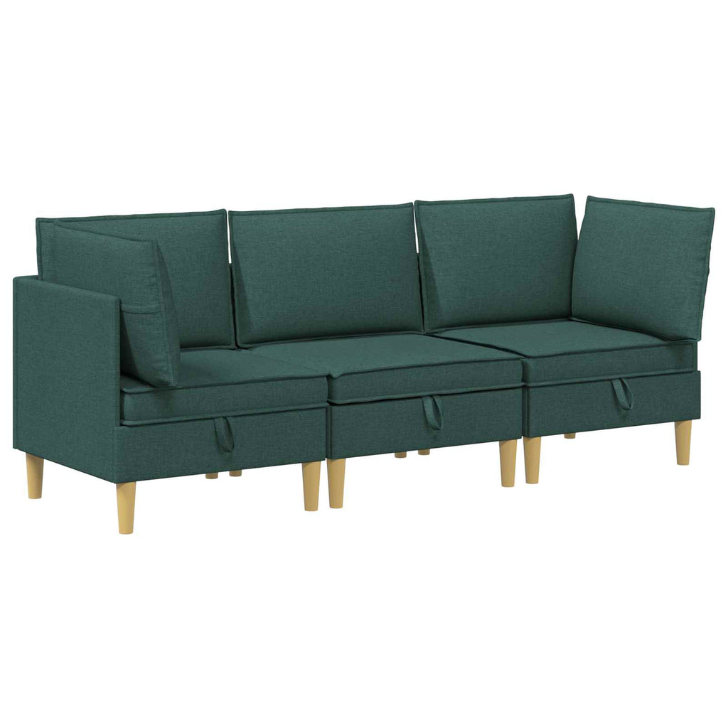 Modular Sofa Set mit Stauraum 3 pcs Dunkelgrün Stoff