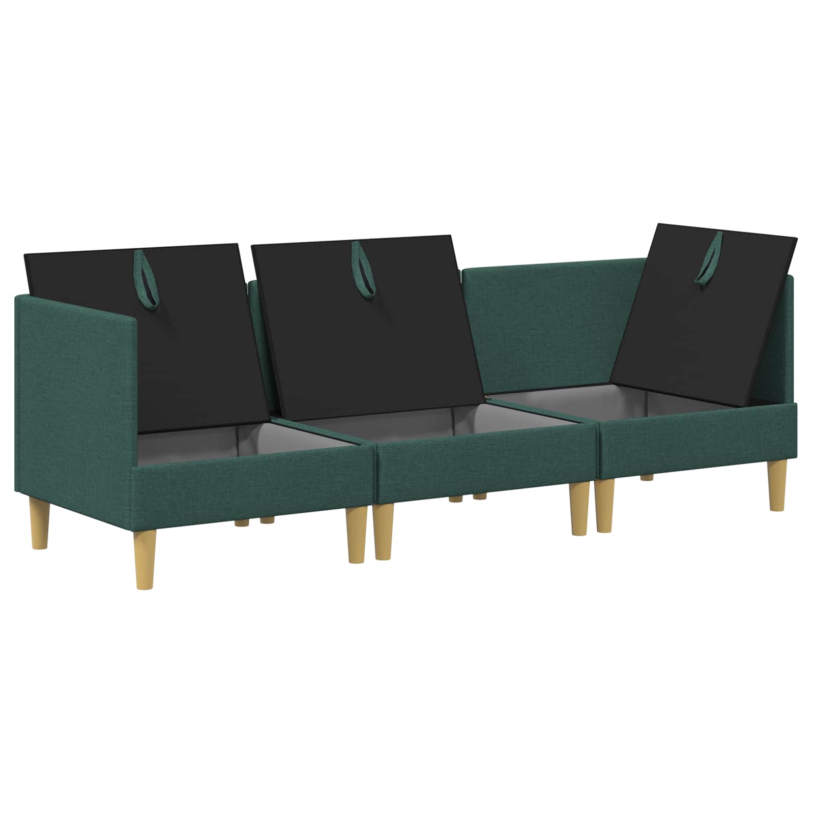 Modular Sofa Set mit Stauraum 3 pcs Dunkelgrün Stoff