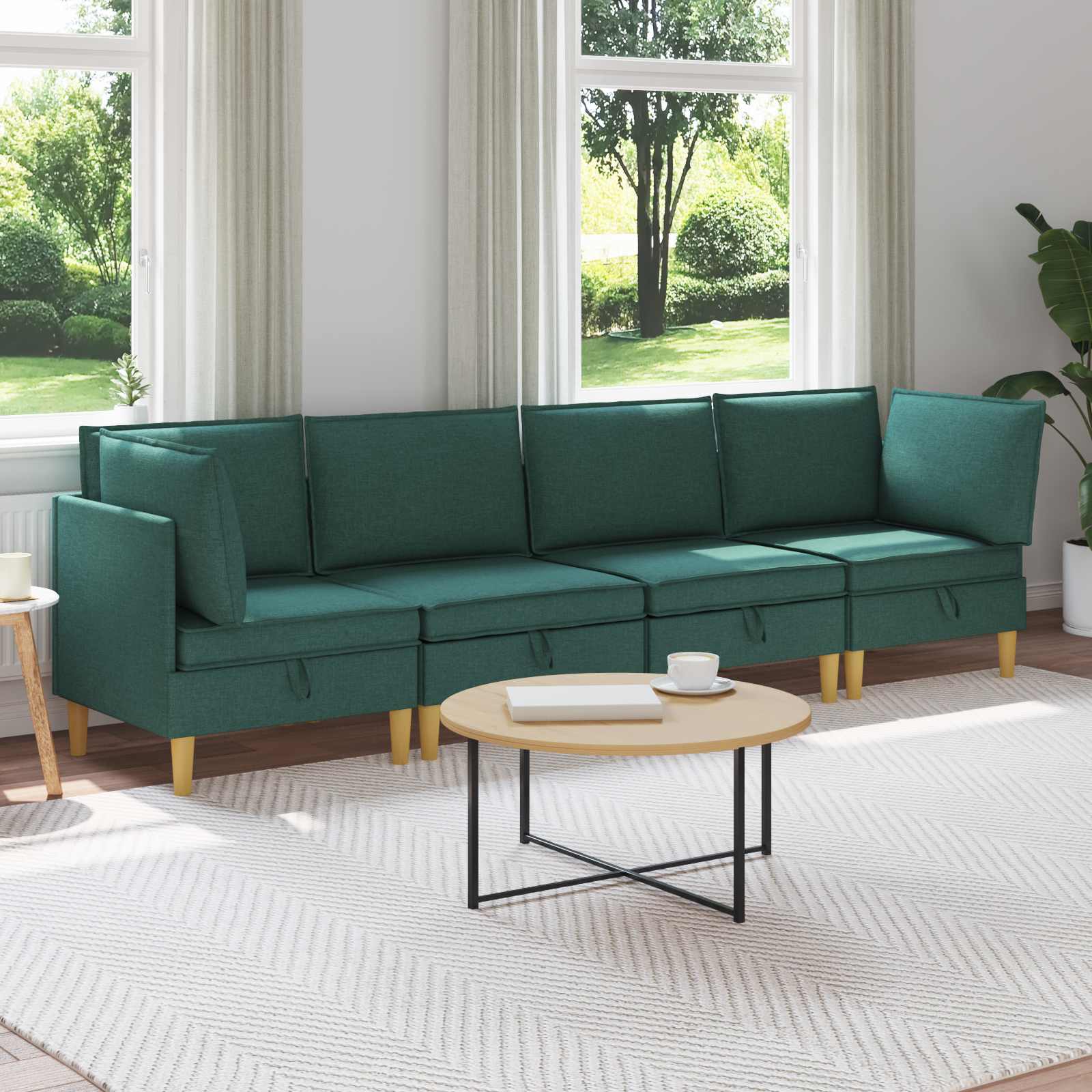 Modular Sofa Set mit Stauraum 4 pcs Dunkelgrün Stoff
