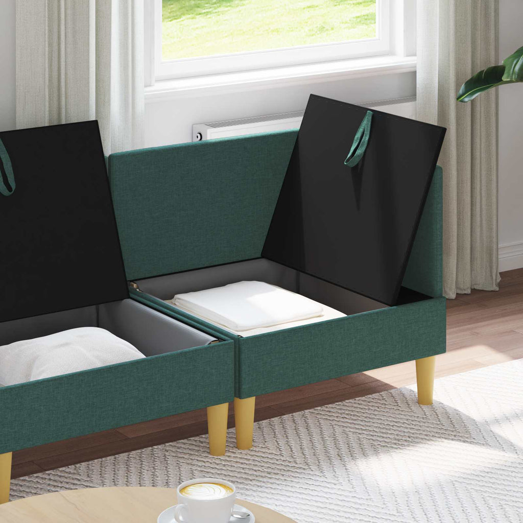 Modular Sofa Set mit Stauraum 4 pcs Dunkelgrün Stoff