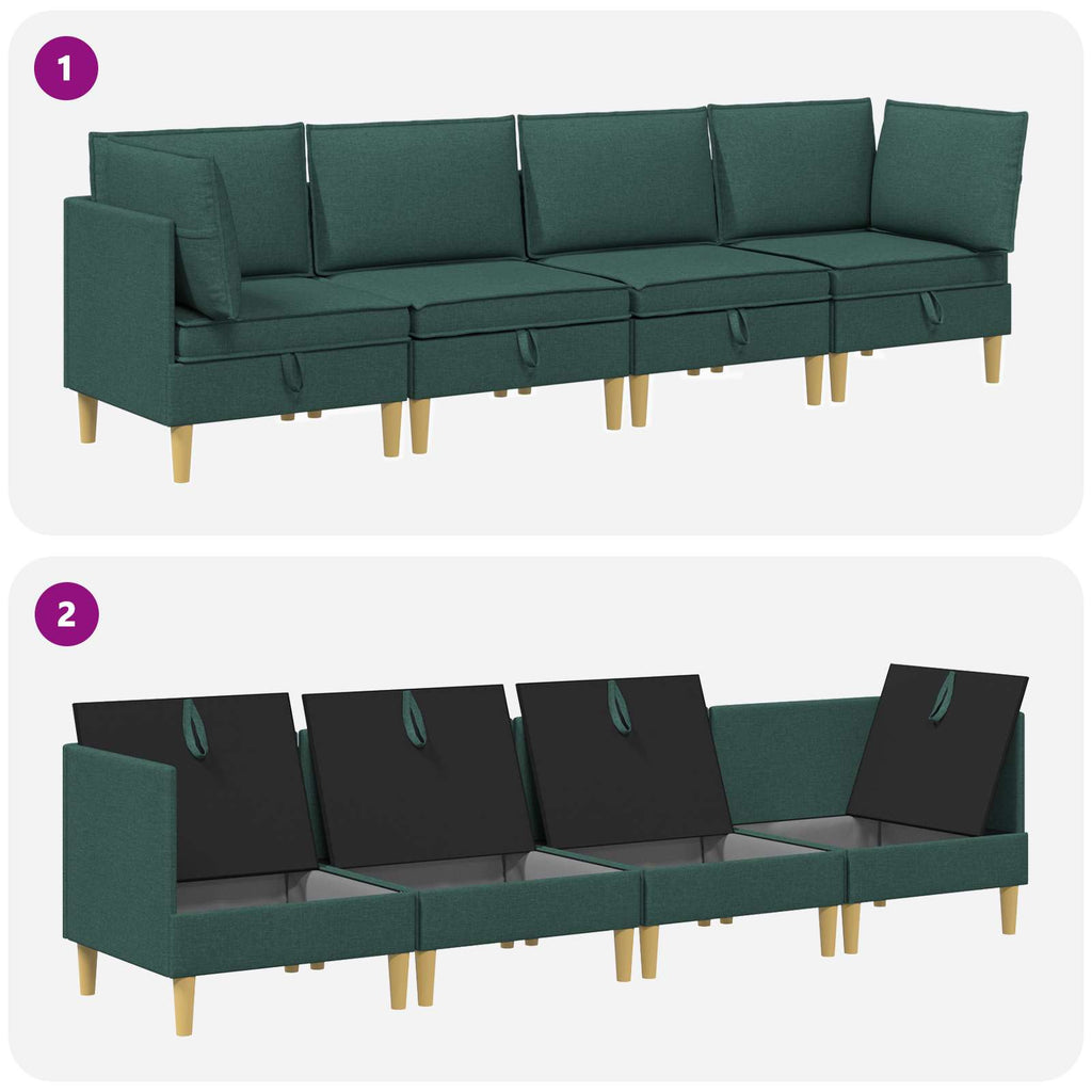 Modular Sofa Set mit Stauraum 4 pcs Dunkelgrün Stoff