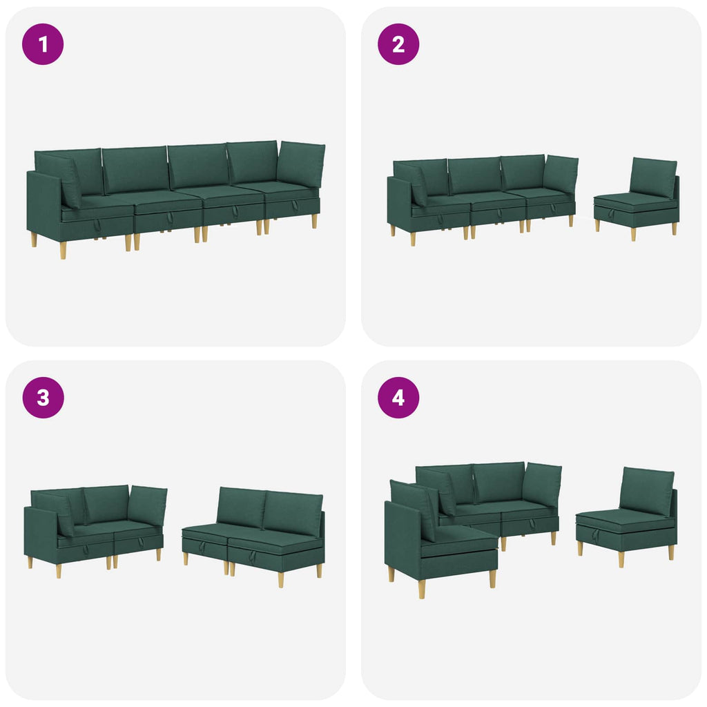Modular Sofa Set mit Stauraum 4 pcs Dunkelgrün Stoff