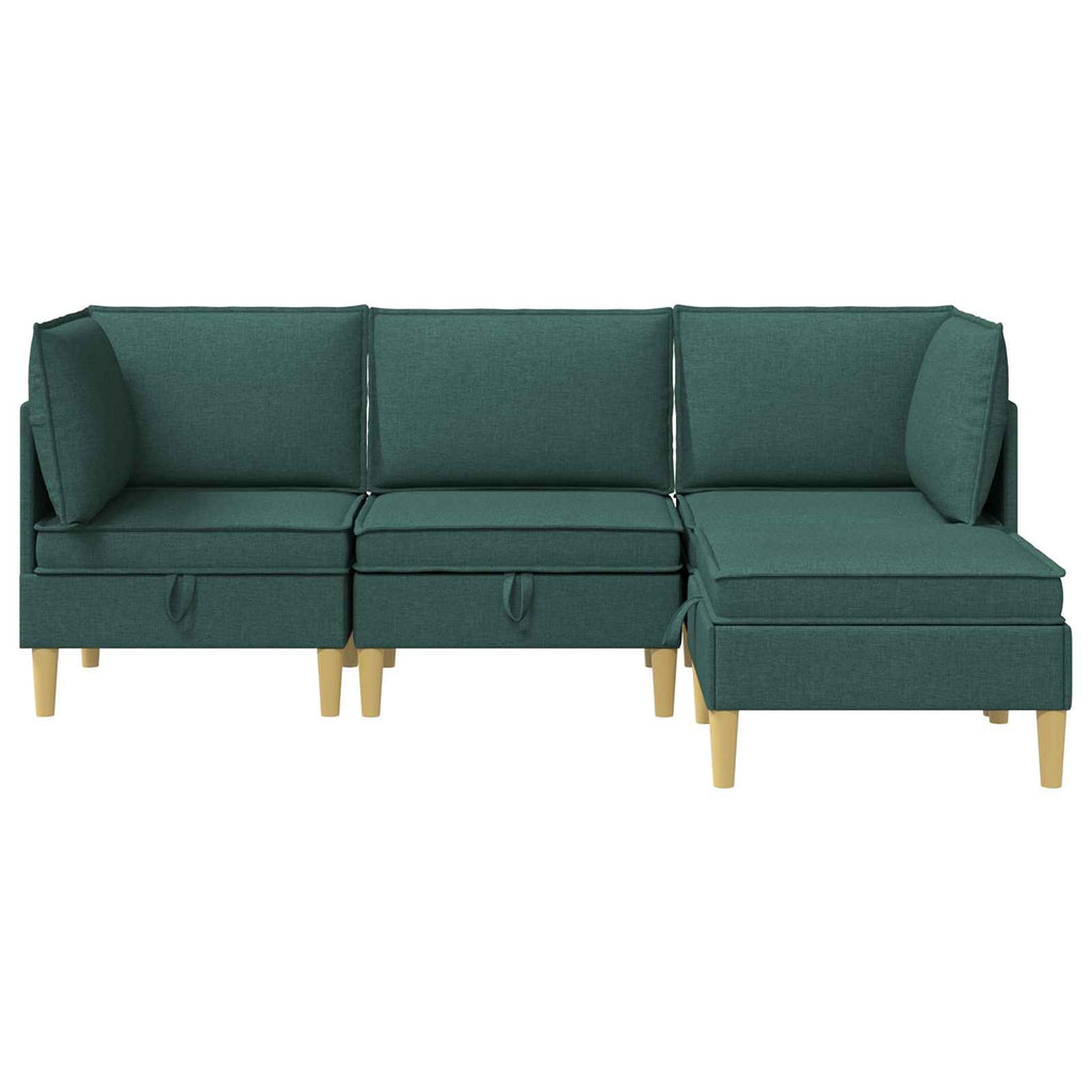 Modular Sofa Set mit Stauraum 4 pcs Dunkelgrün Stoff