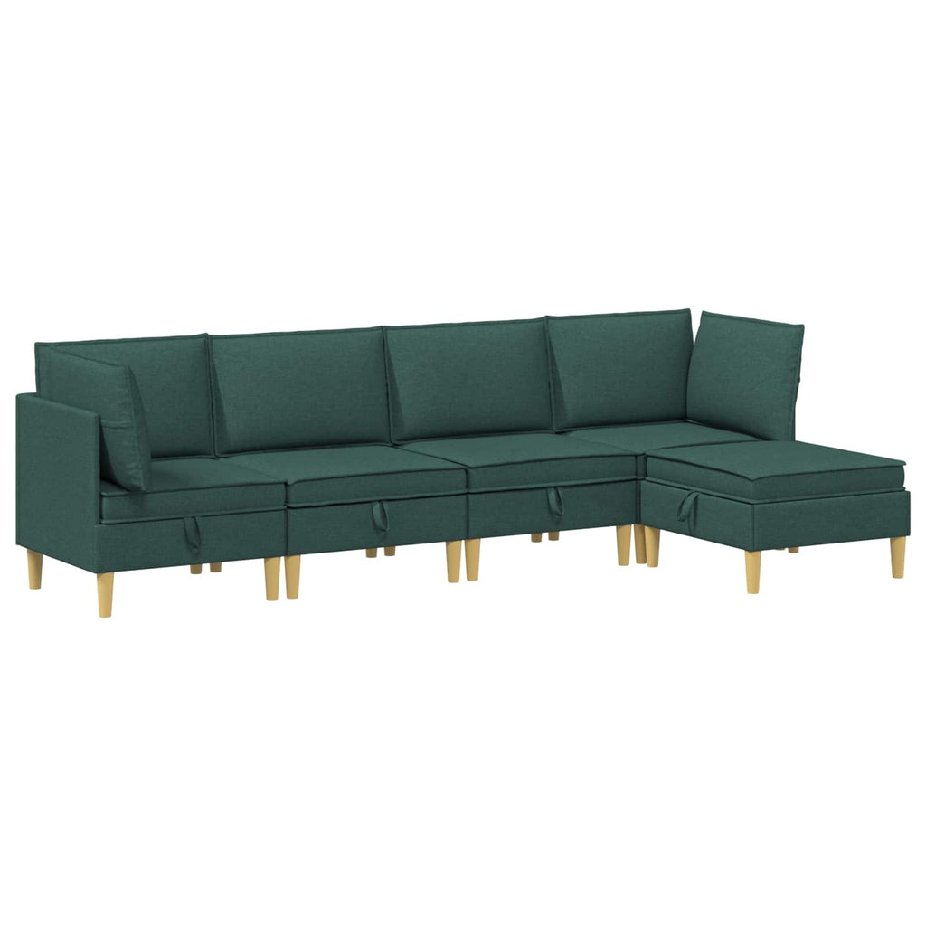 Modular Sofa Set mit Stauraum 5 pcs Dunkelgrün Stoff