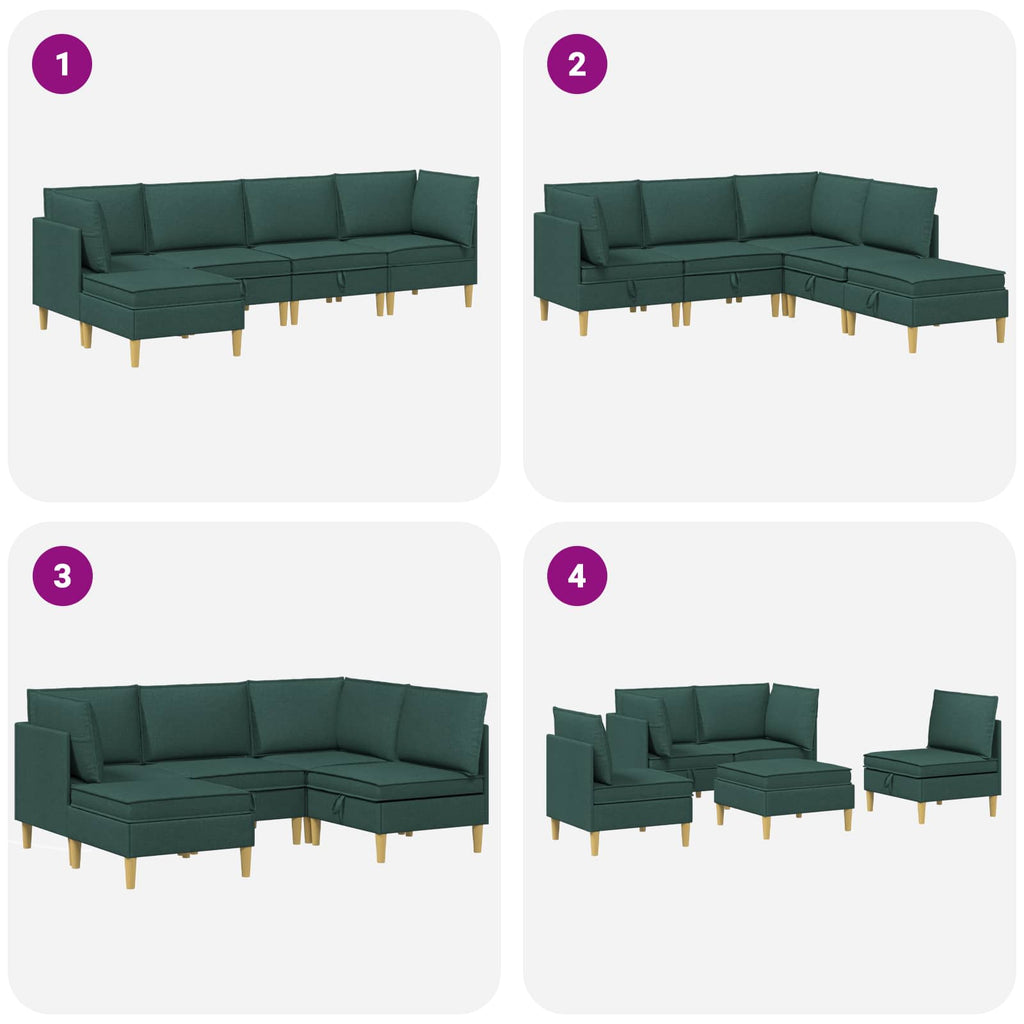 Modular Sofa Set mit Stauraum 5 pcs Dunkelgrün Stoff