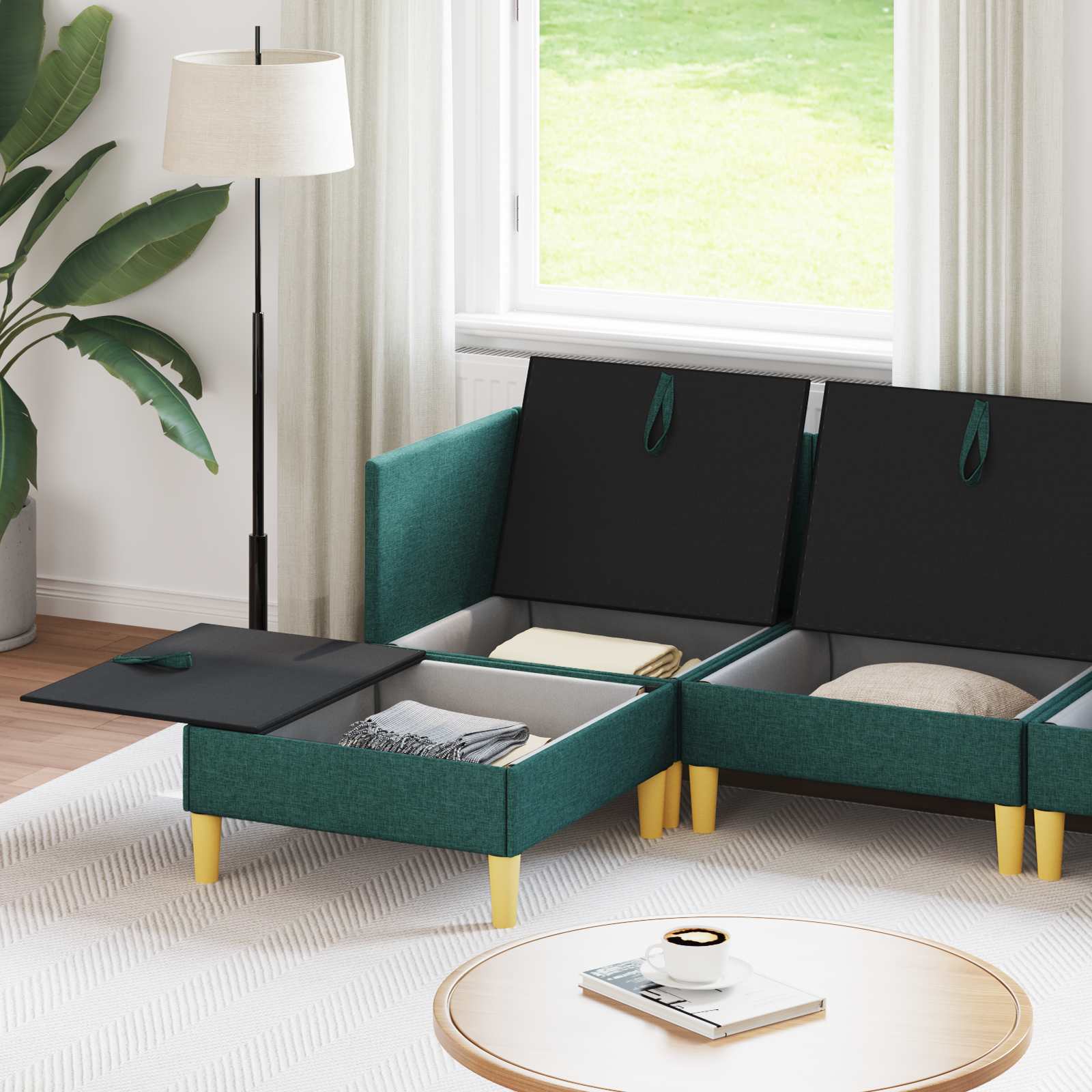 Modular Sofa Set mit Stauraum 6 pcs Dunkelgrün Stoff