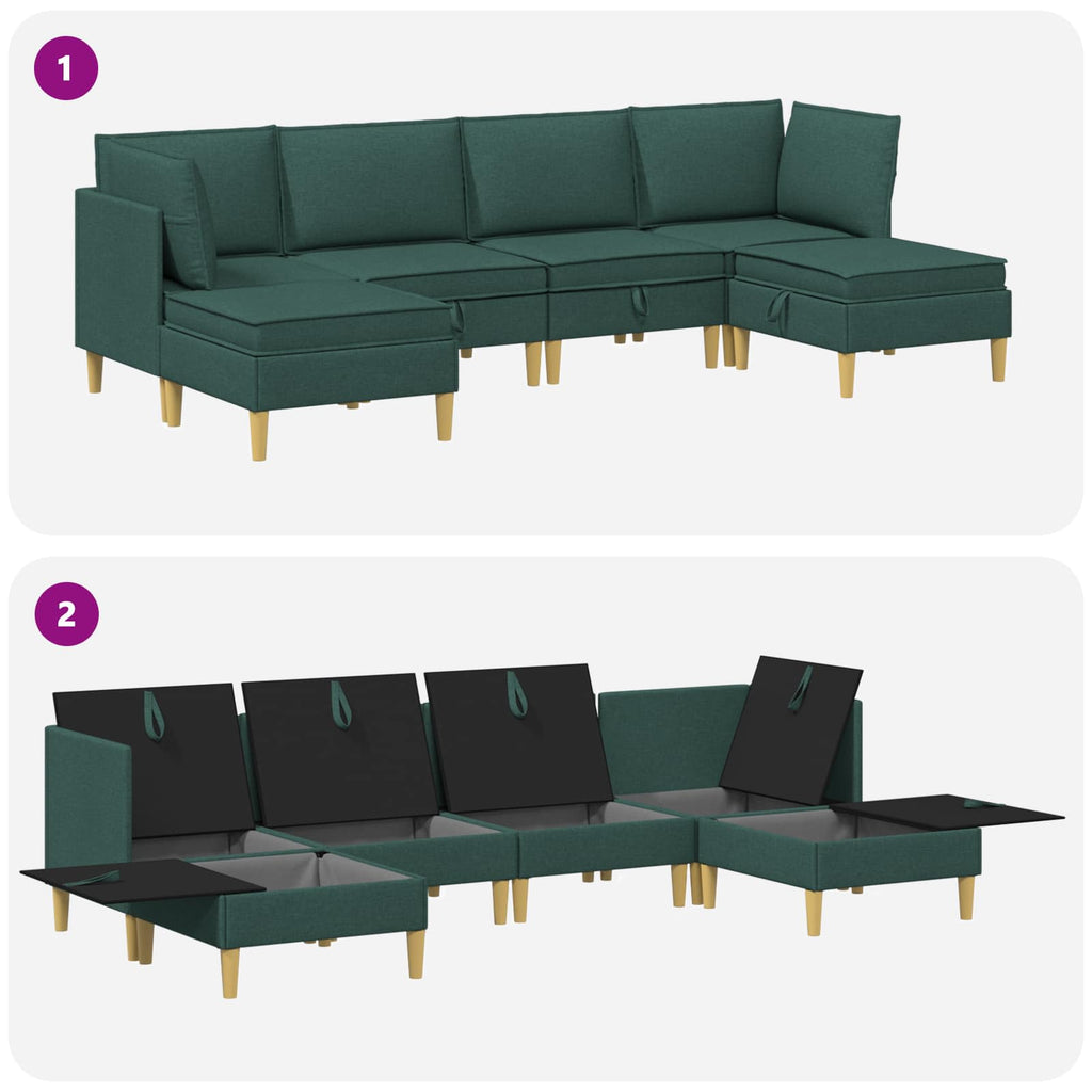 Modular Sofa Set mit Stauraum 6 pcs Dunkelgrün Stoff