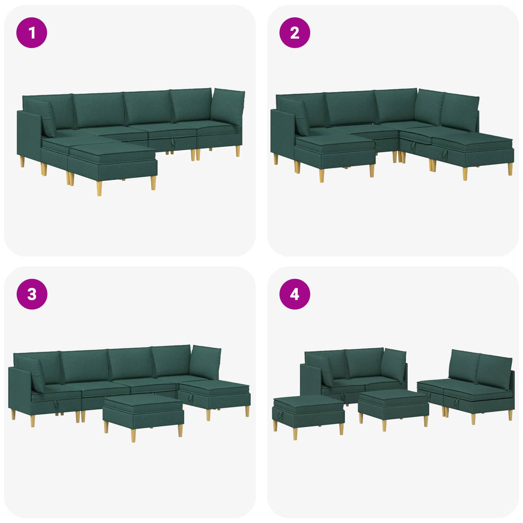 Modular Sofa Set mit Stauraum 6 pcs Dunkelgrün Stoff