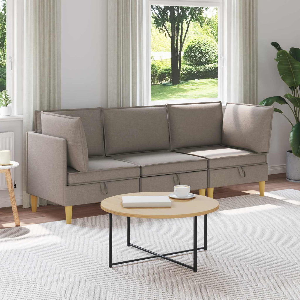 Modular Sofa Set mit Stauraum 3 pcs Taupe Stoff