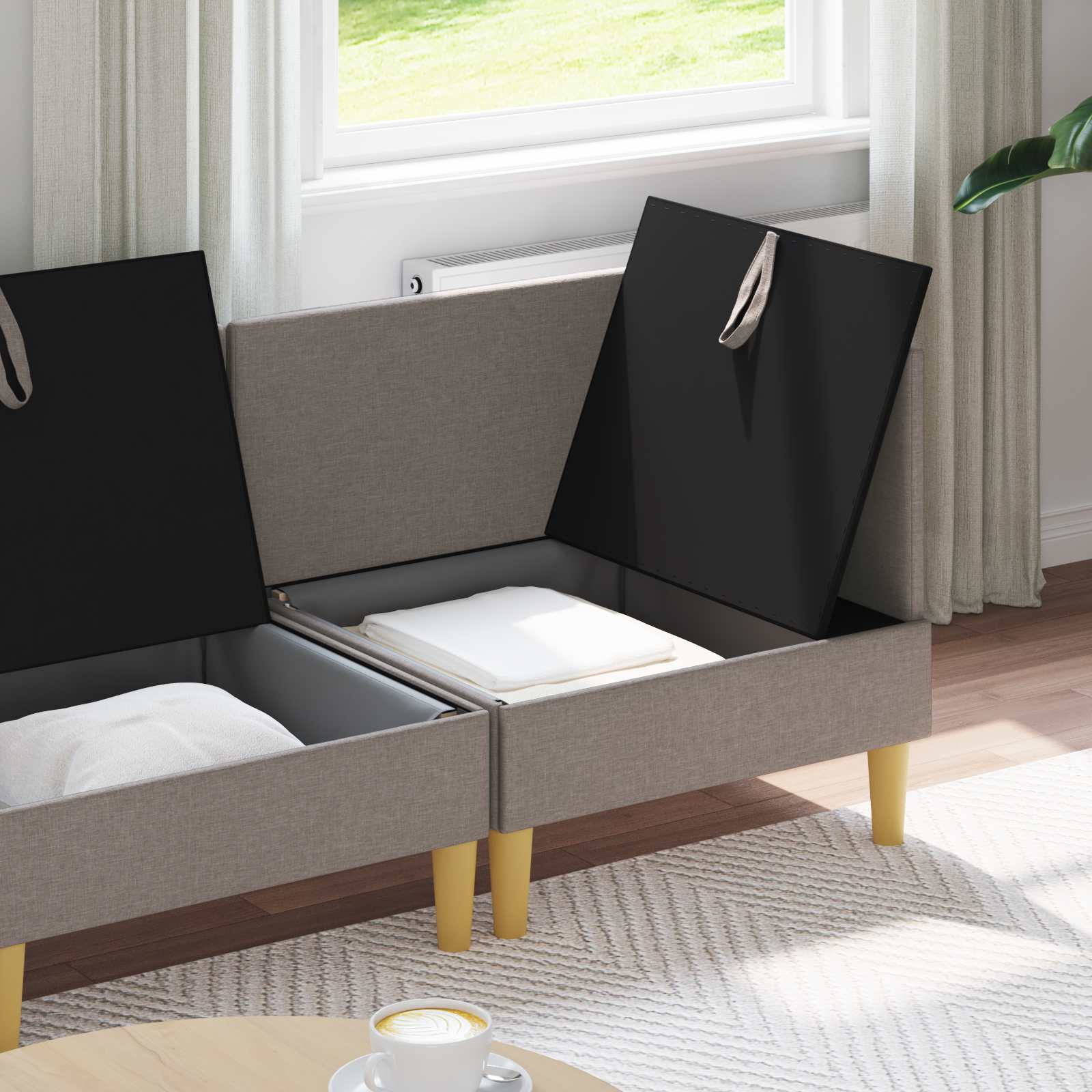 Modular Sofa Set mit Stauraum 3 pcs Taupe Stoff
