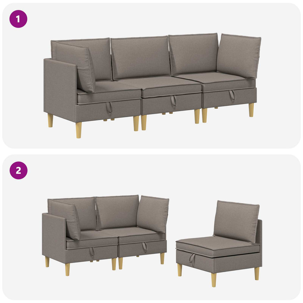 Modular Sofa Set mit Stauraum 3 pcs Taupe Stoff