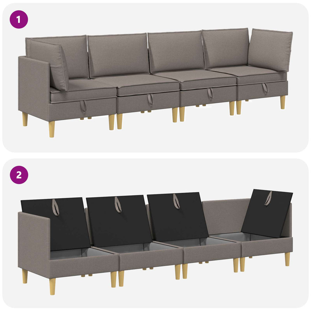 Modular Sofa Set mit Stauraum 4 pcs Taupe Stoff