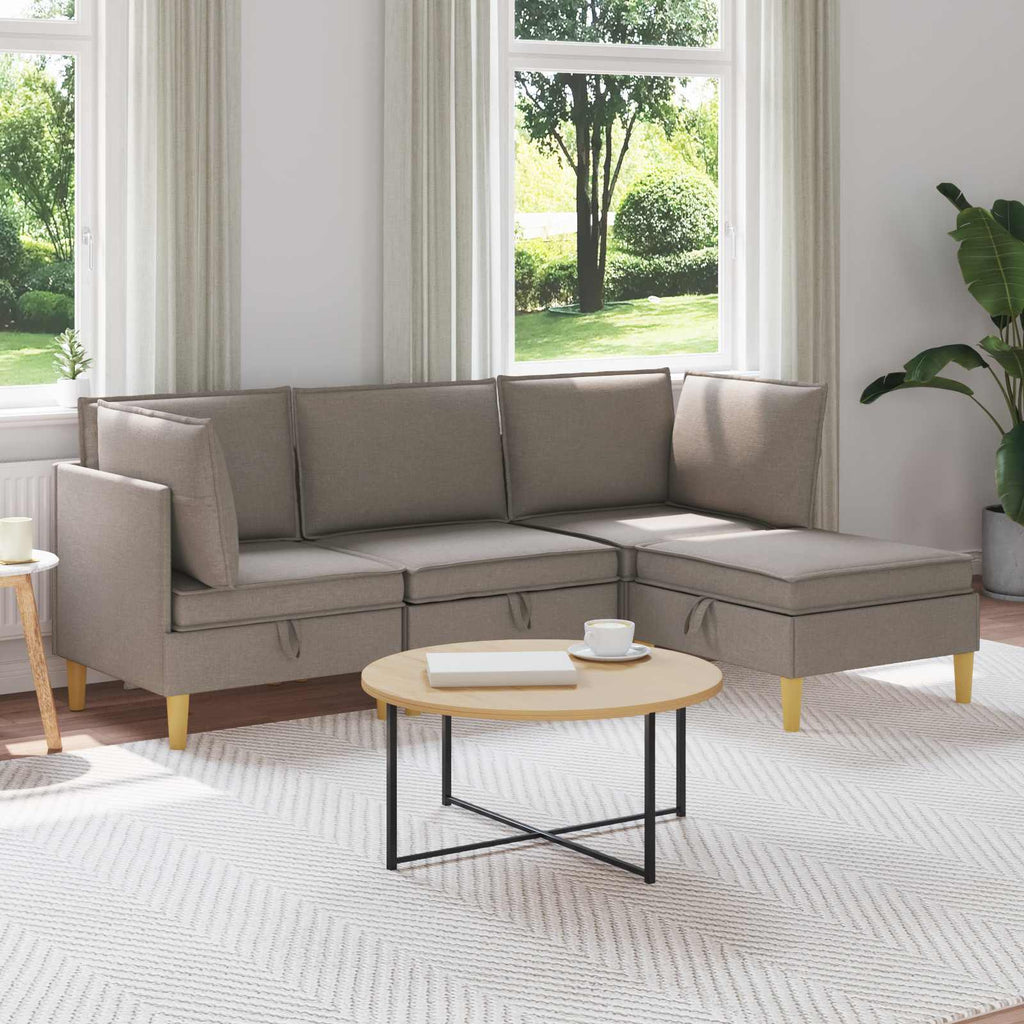 Modular Sofa Set mit Stauraum 4 pcs Taupe Stoff