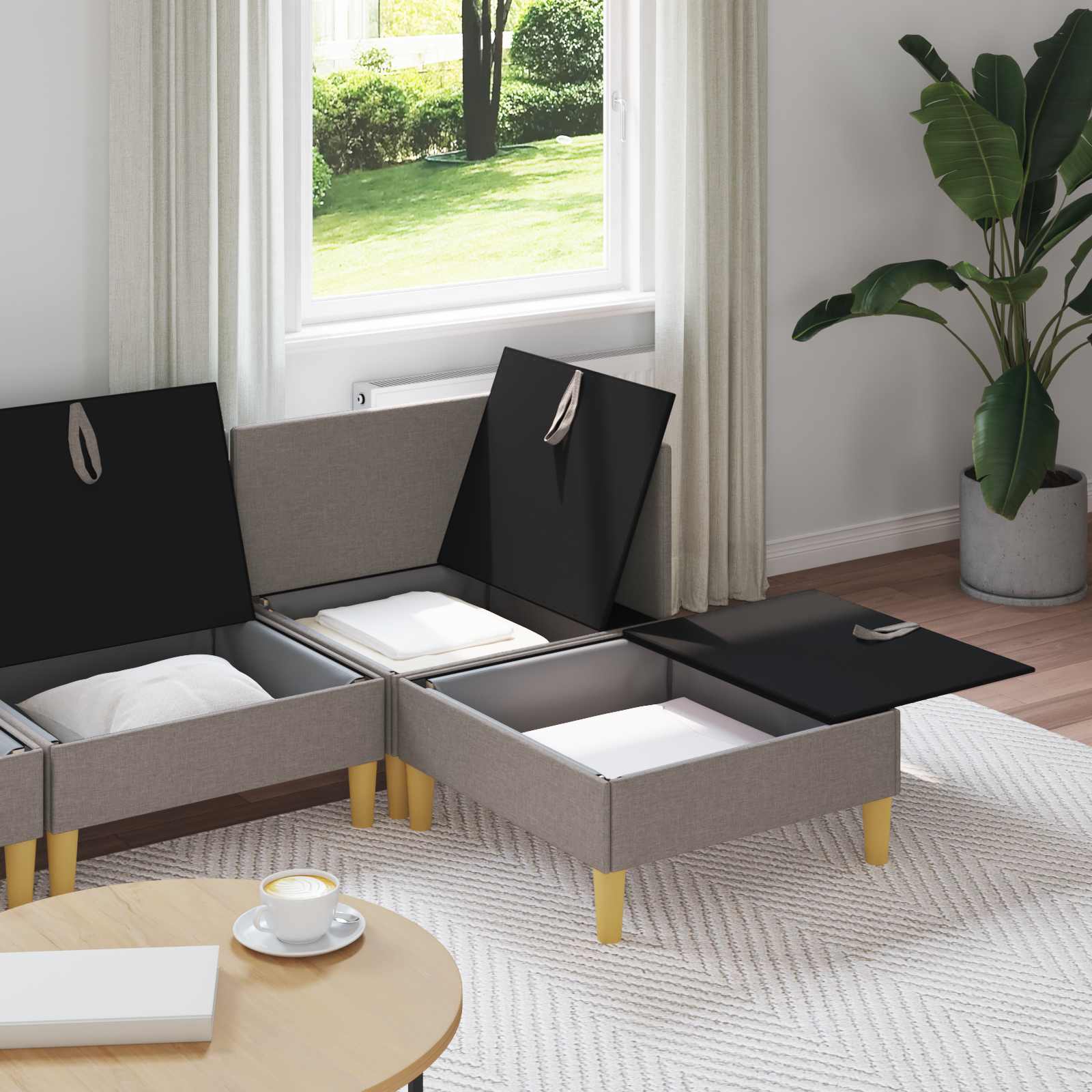 Modular Sofa Set mit Stauraum 4 pcs Taupe Stoff