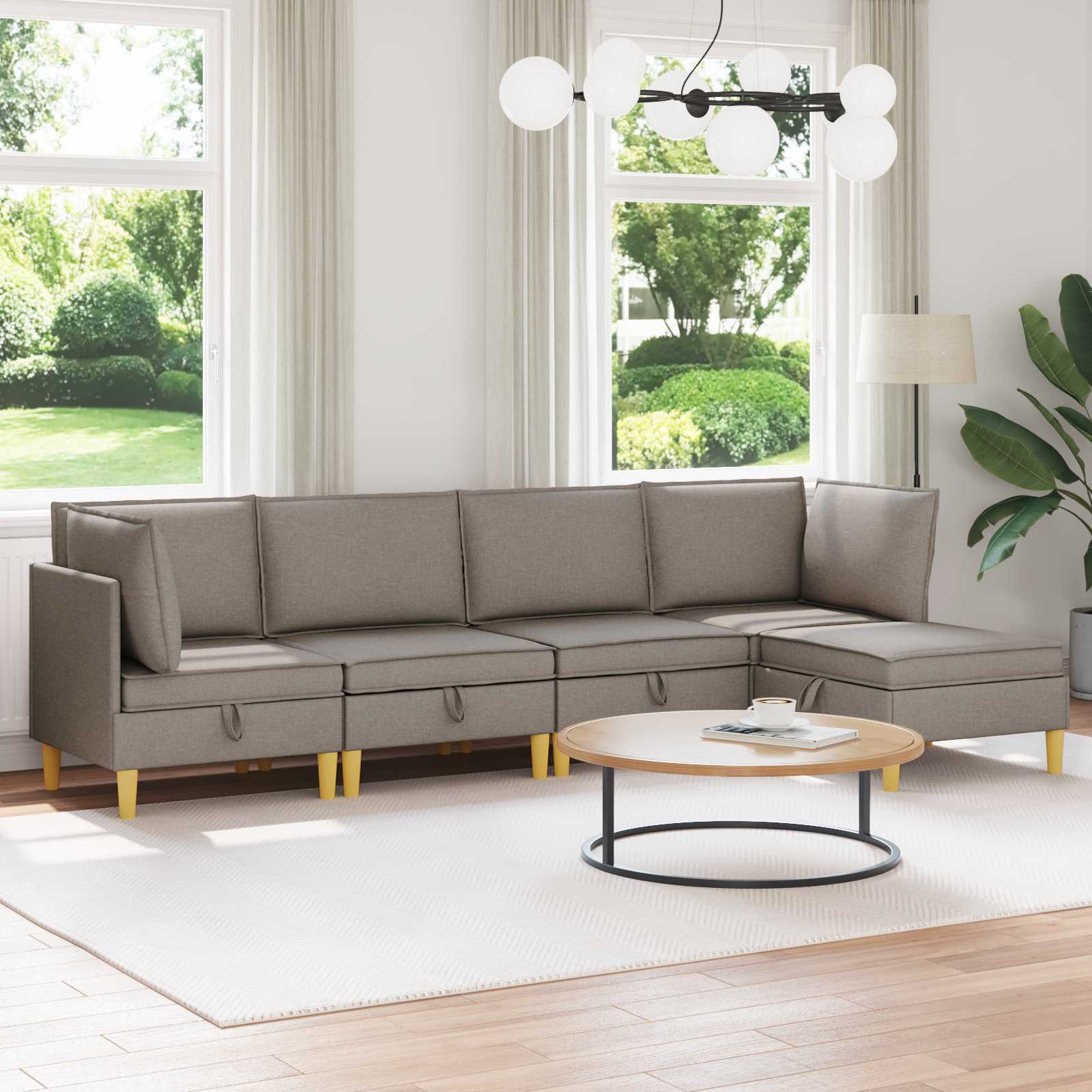 Modular Sofa Set mit Stauraum 5 pcs Taupe Stoff
