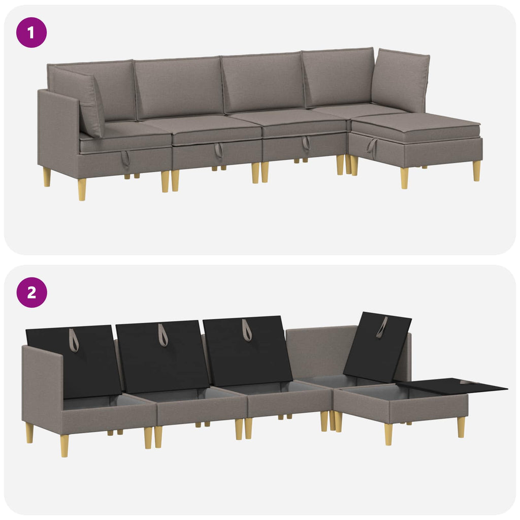 Modular Sofa Set mit Stauraum 5 pcs Taupe Stoff