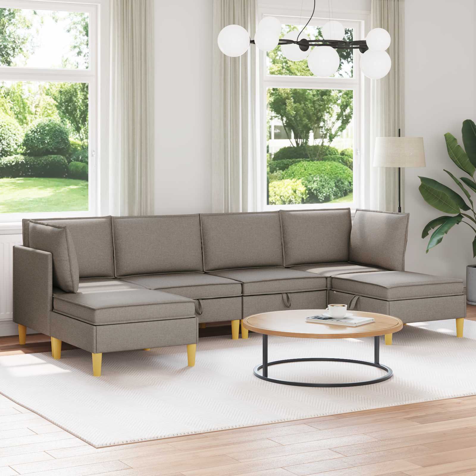 Modular Sofa Set mit Stauraum 6 pcs Taupe Stoff